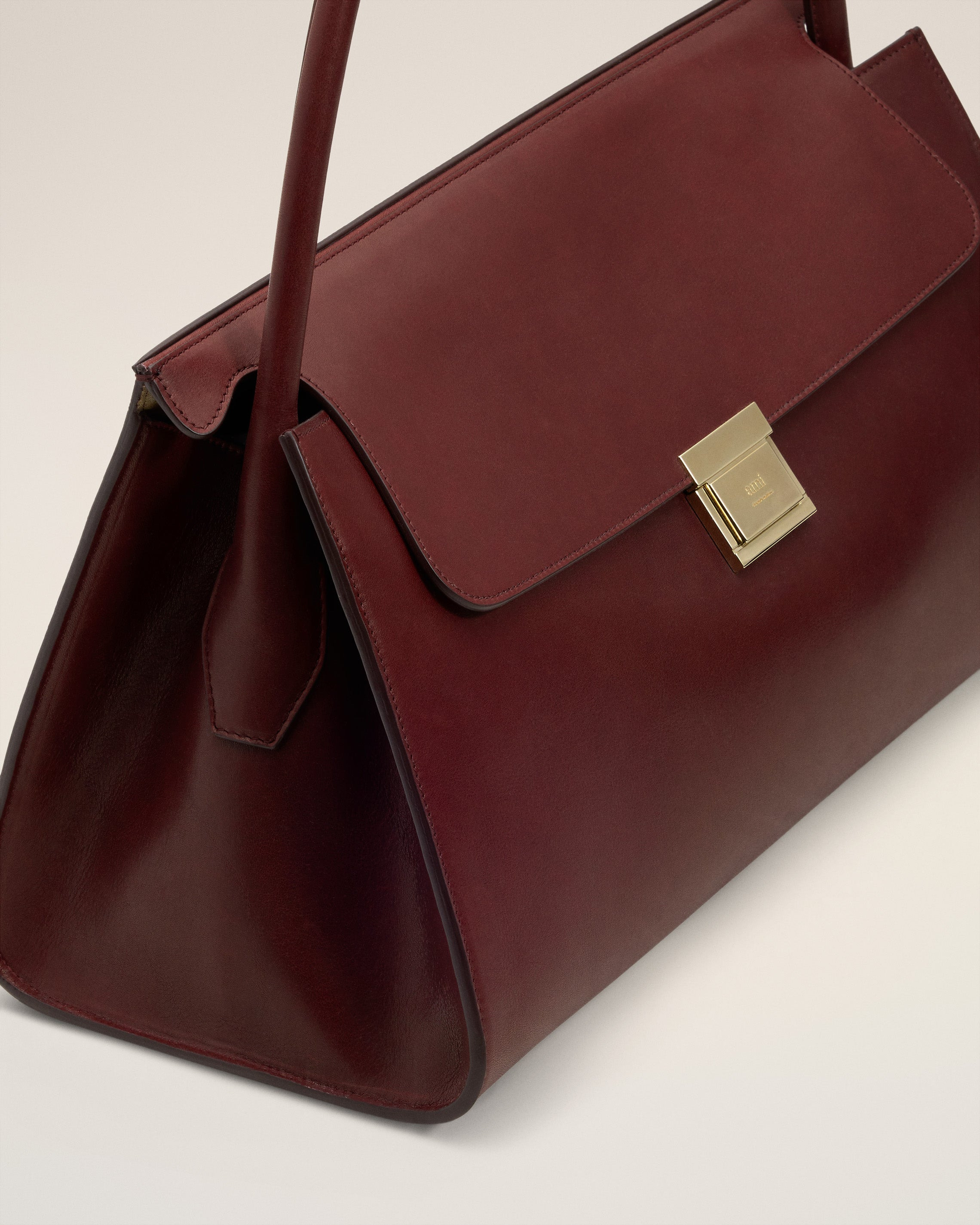 BURGUNDY SMOOTH LEATHER MIMI BAG - 5