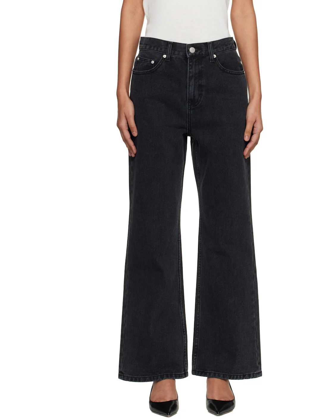 Black Relaxed Flared Jeans - 1