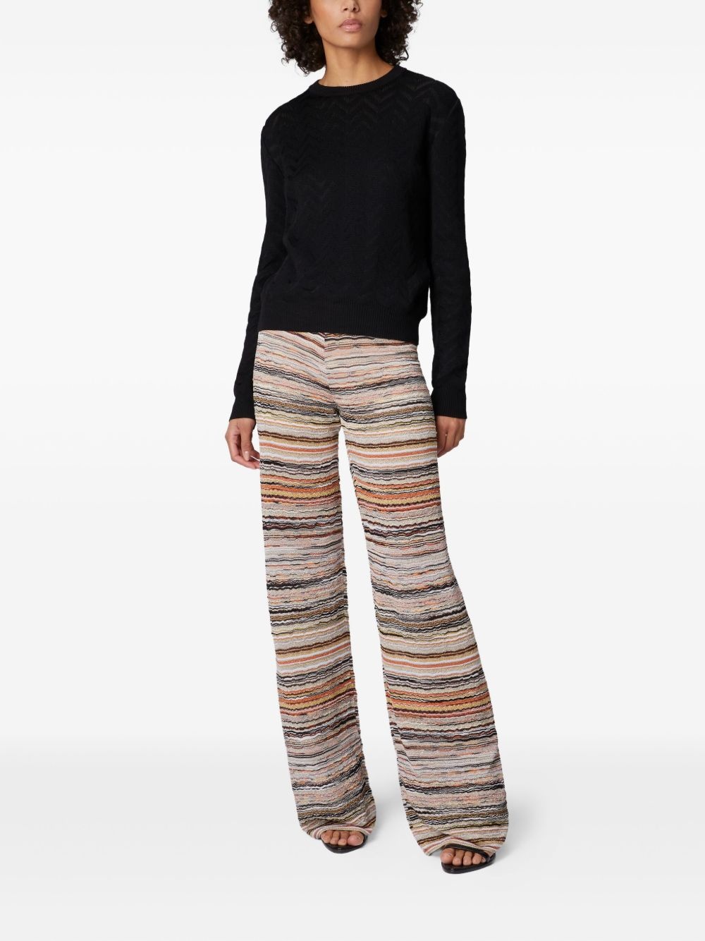 chevron-motif crewneck sweater - 2