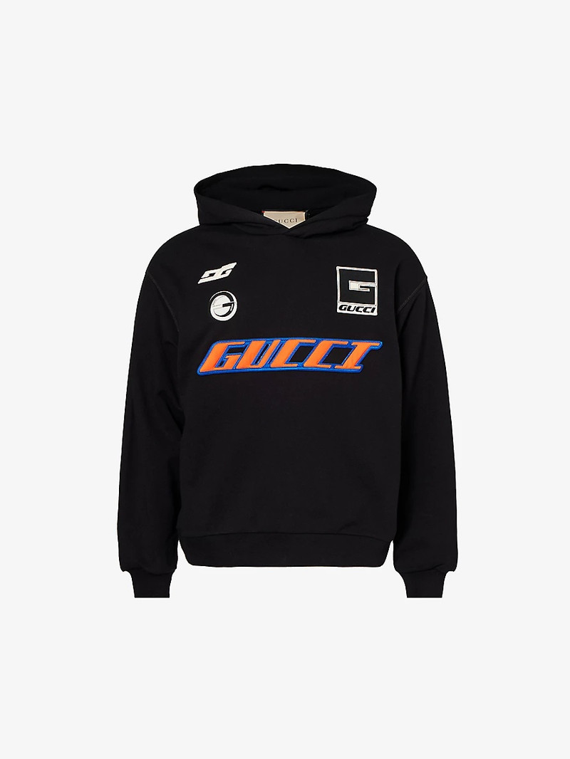 Brand-print relaxed-fit cotton-jersey hoody - 1