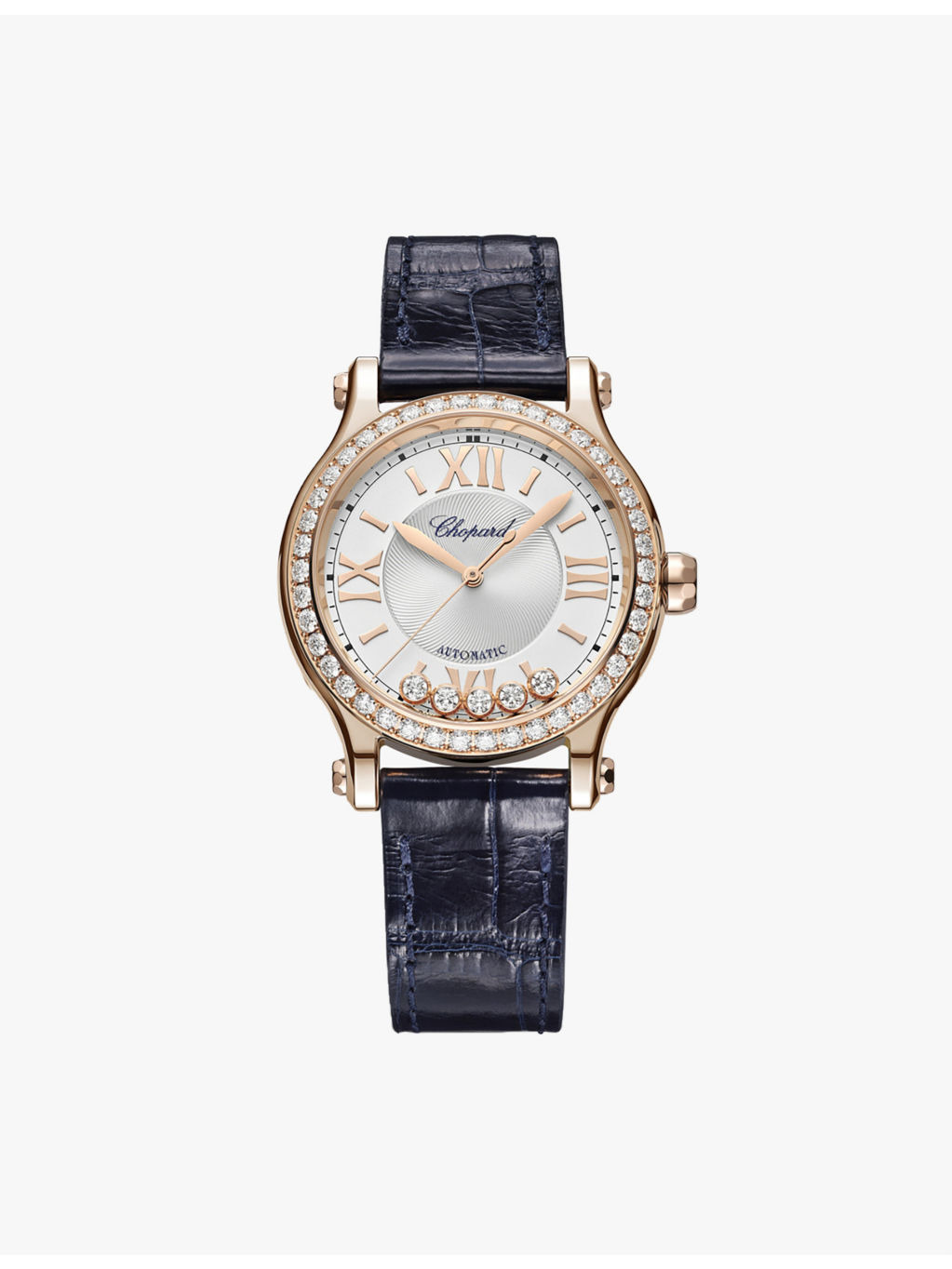 Happy Sport 275378-5003 18ct rose gold, diamond and leather automatic watch - 1