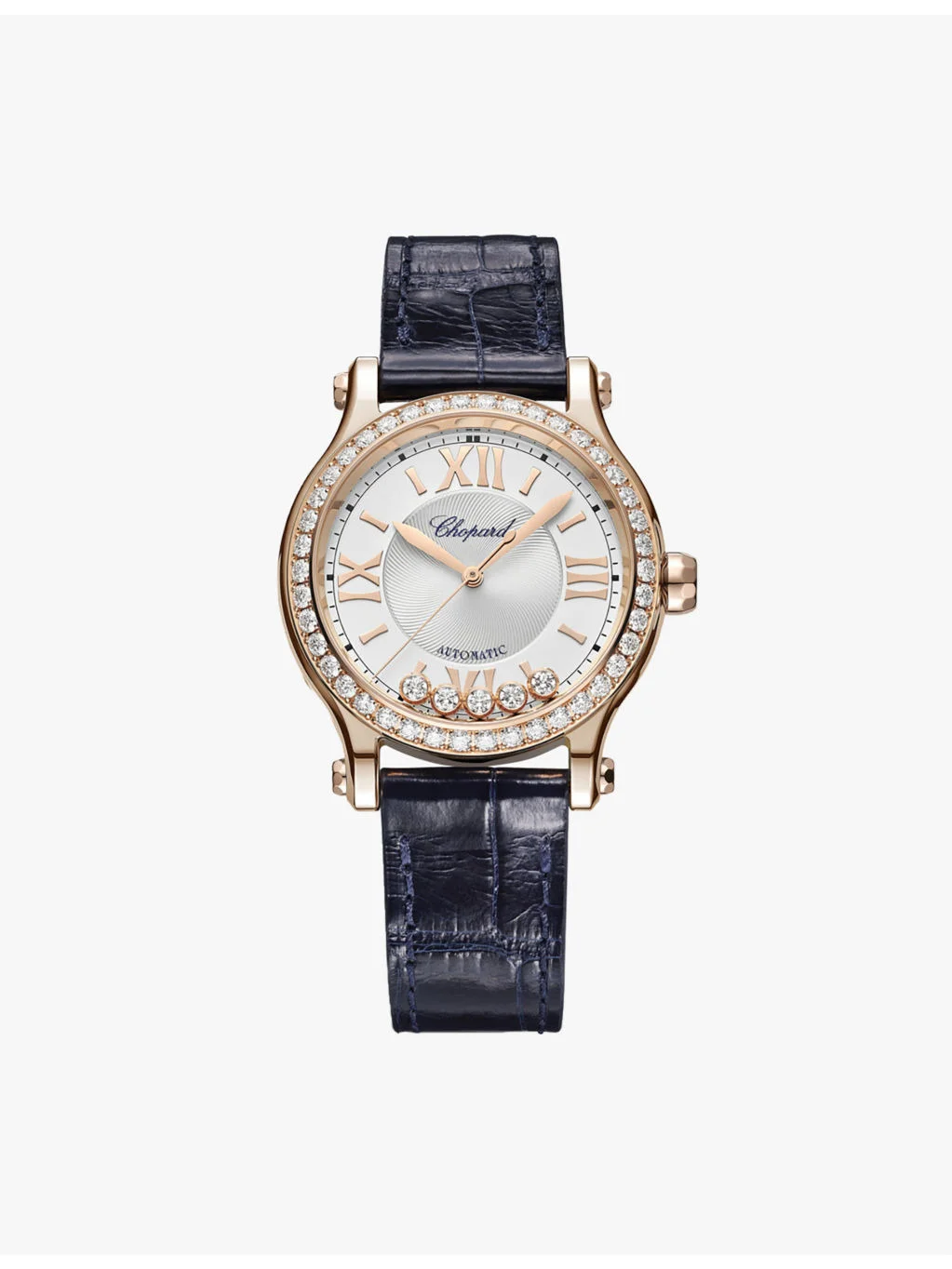 Happy Sport 275378-5003 18ct rose gold, diamond and leather automatic watch - 1