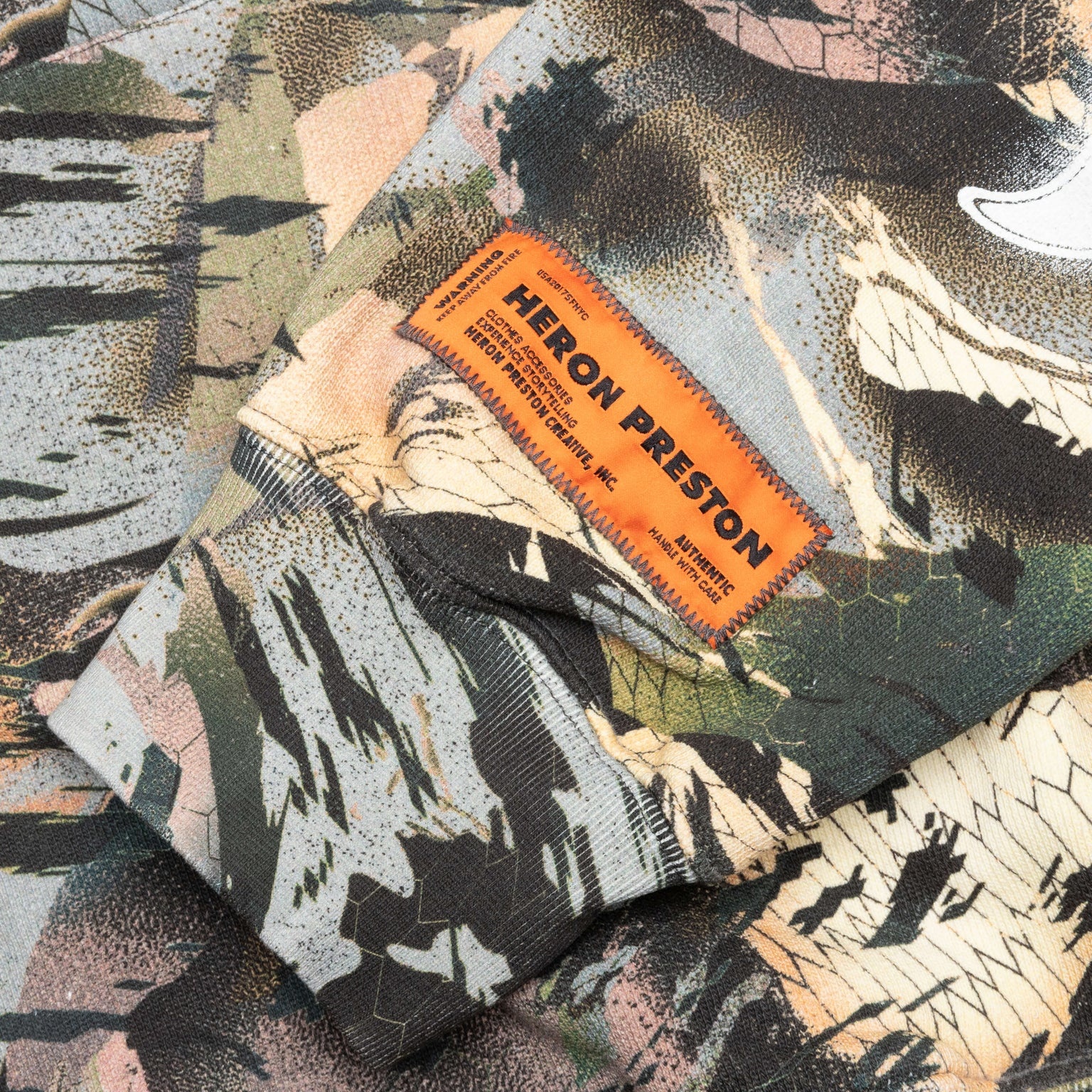 HERON PRESTON HOODIE CAMO FLAMING SLEEVE - CAMOUFLAGE GREEN - 5