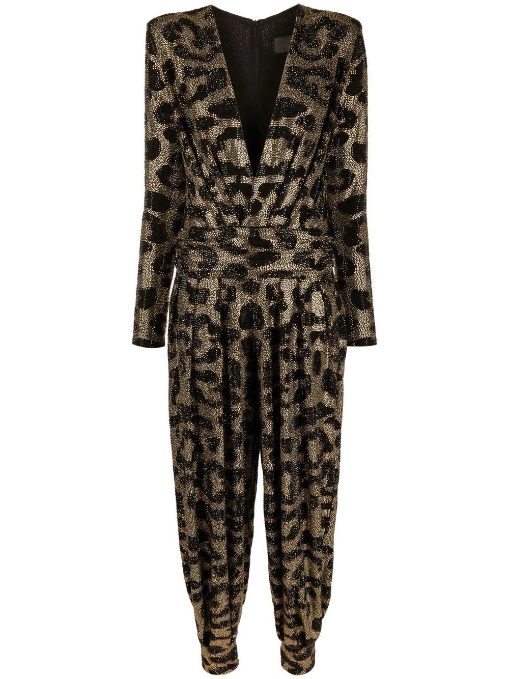 gem-embellished leopard-print jumpsuit - 1