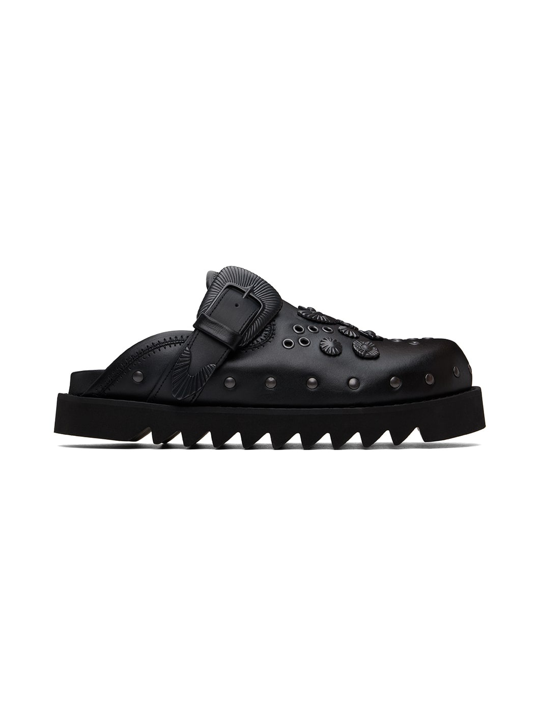 TOGA VIRILIS SSENSE Exclusive Black Eyelet Metal Sabot | REVERSIBLE