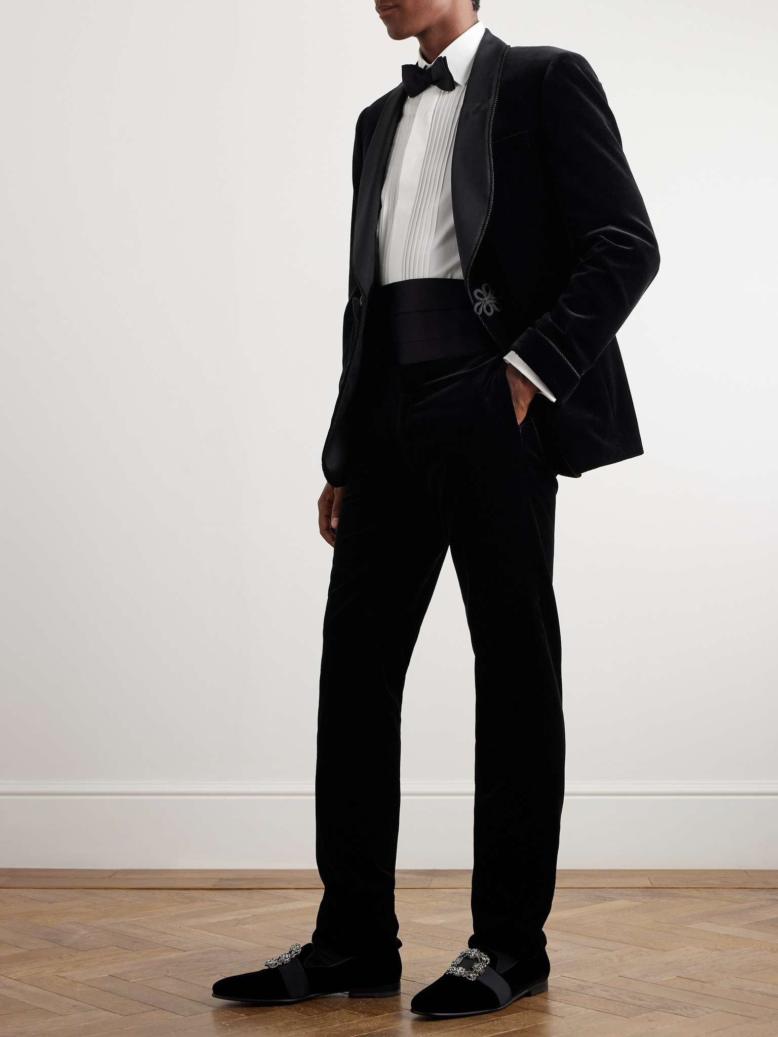 Gregory Straight-Leg Cotton-Velvet Tuxedo Trousers - 2