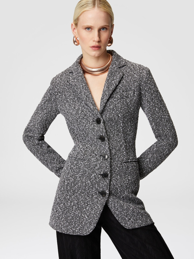 Long blazer in a mélange cotton blend 4