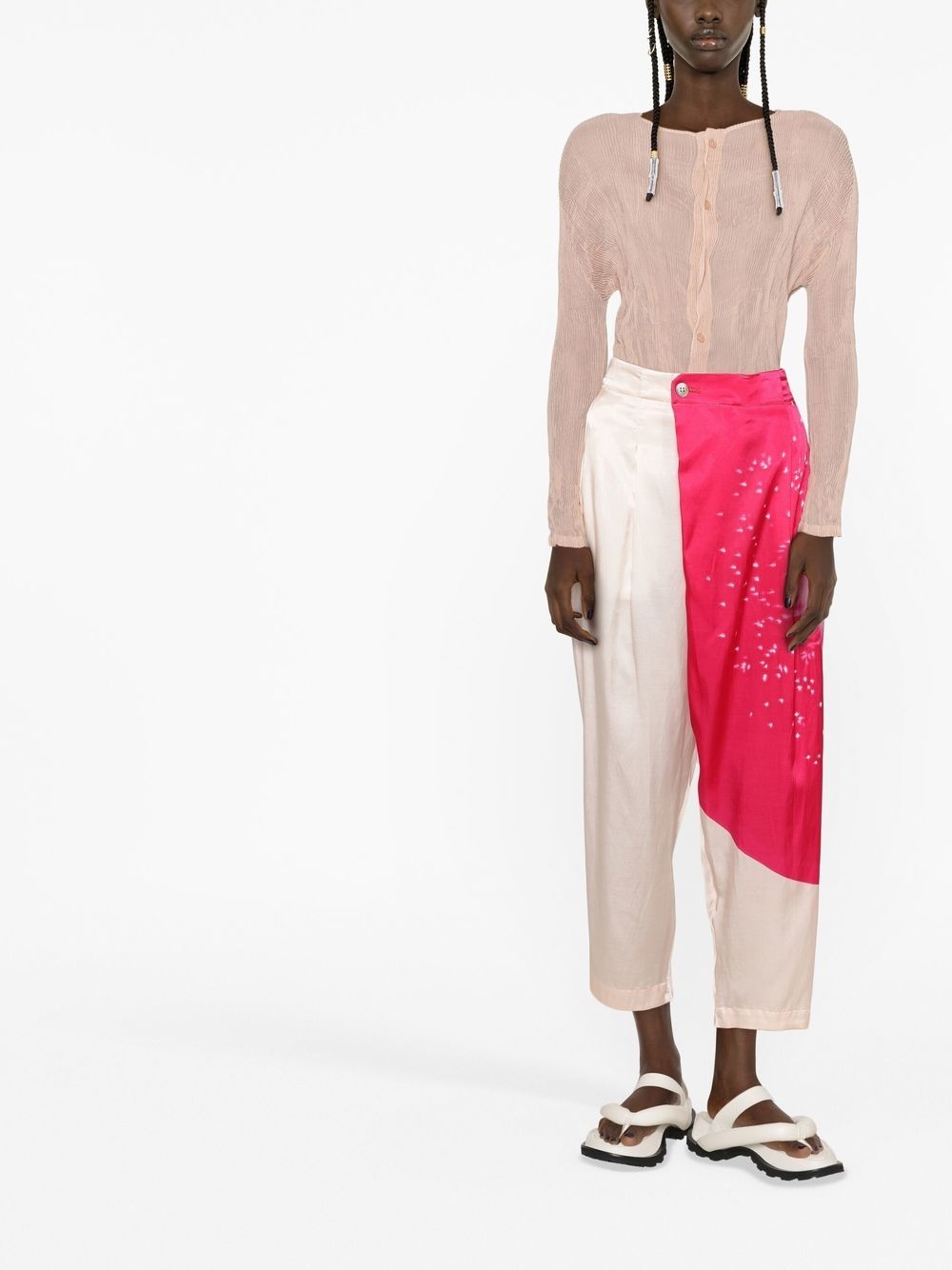 colour-block cropped trousers - 2