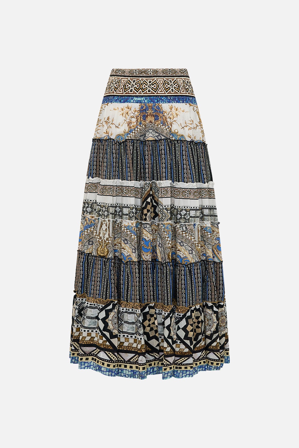 SHIRRED WAIST TIERED CIRCLE SKIRT - 1