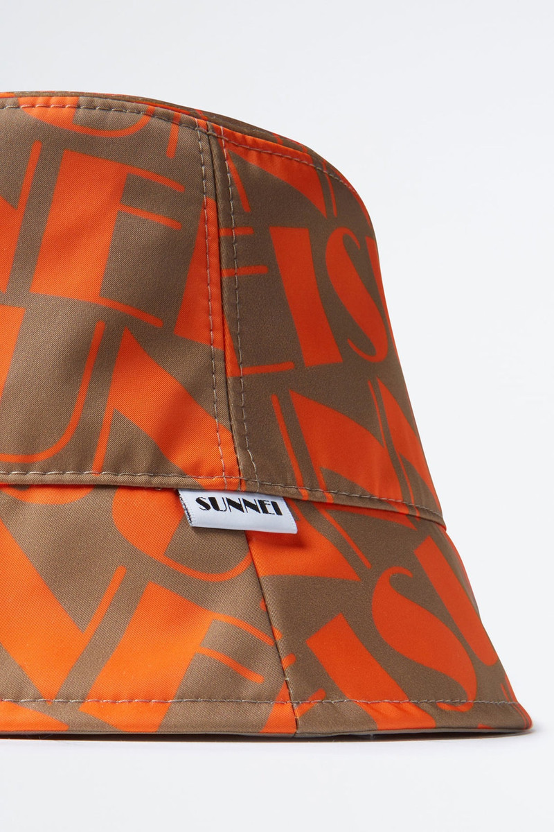 REVERSIBLE ORANGE & BEIGE LOGO BUCKET HAT 3