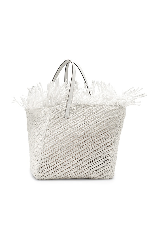 MEDIUM RAFFIA CROCHET SQUARE TOTE - 1