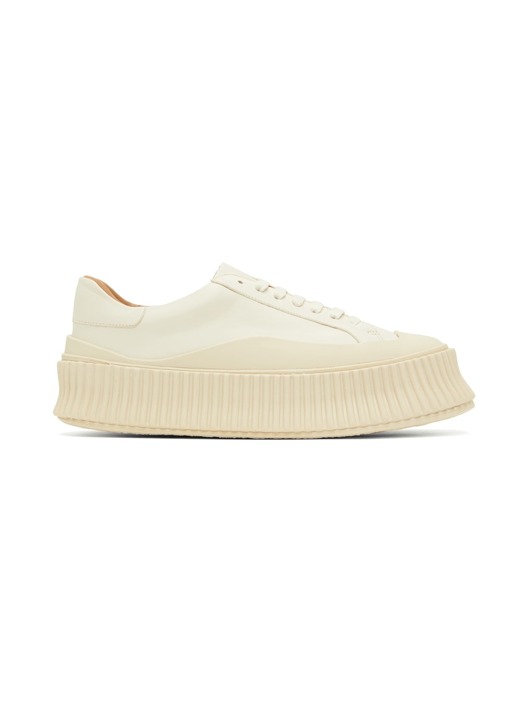 White Leather Platform Sneakers - 1