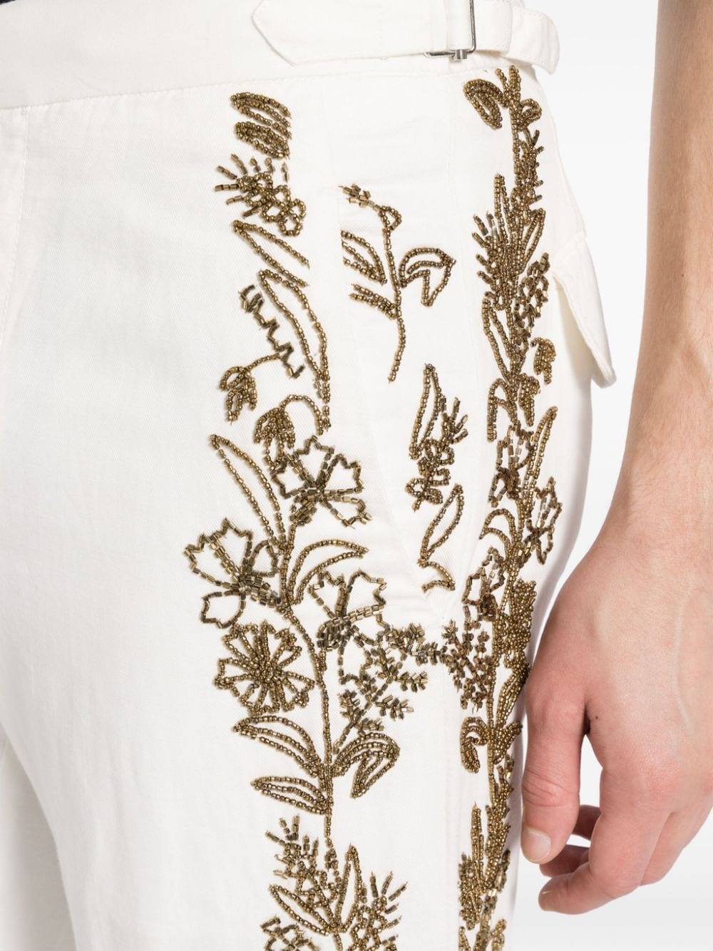 beaded straight-leg trousers - 5