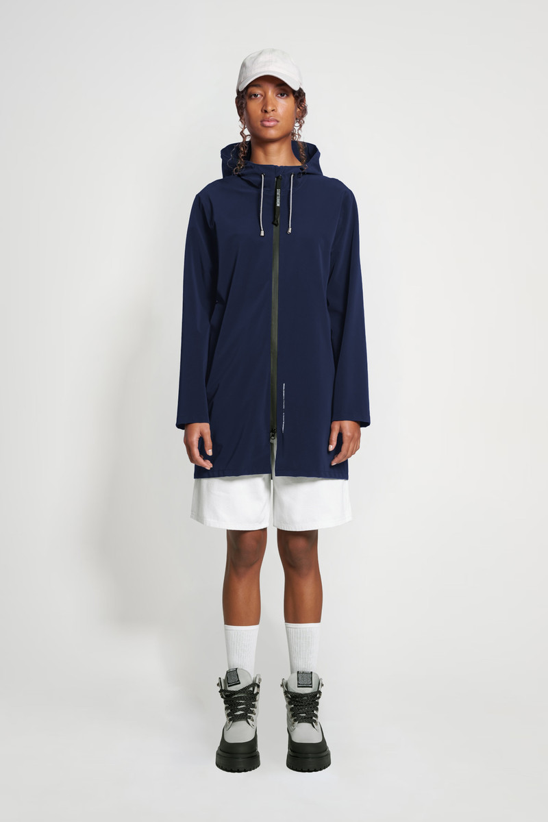 Stockholm Lightweight Zip Matte Raincoat Navy 1