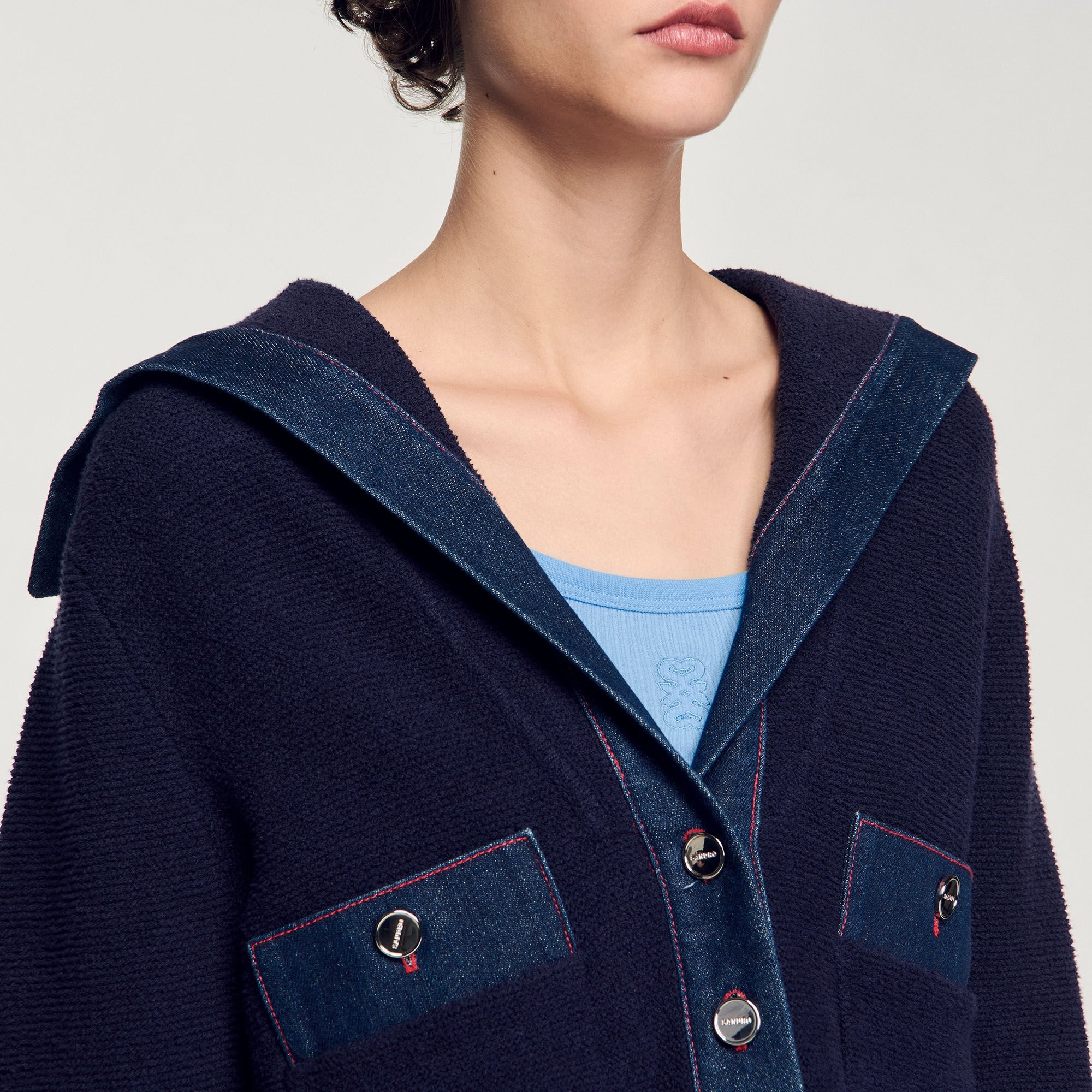 CARDIGAN WITH DENIM DETAILS - 3