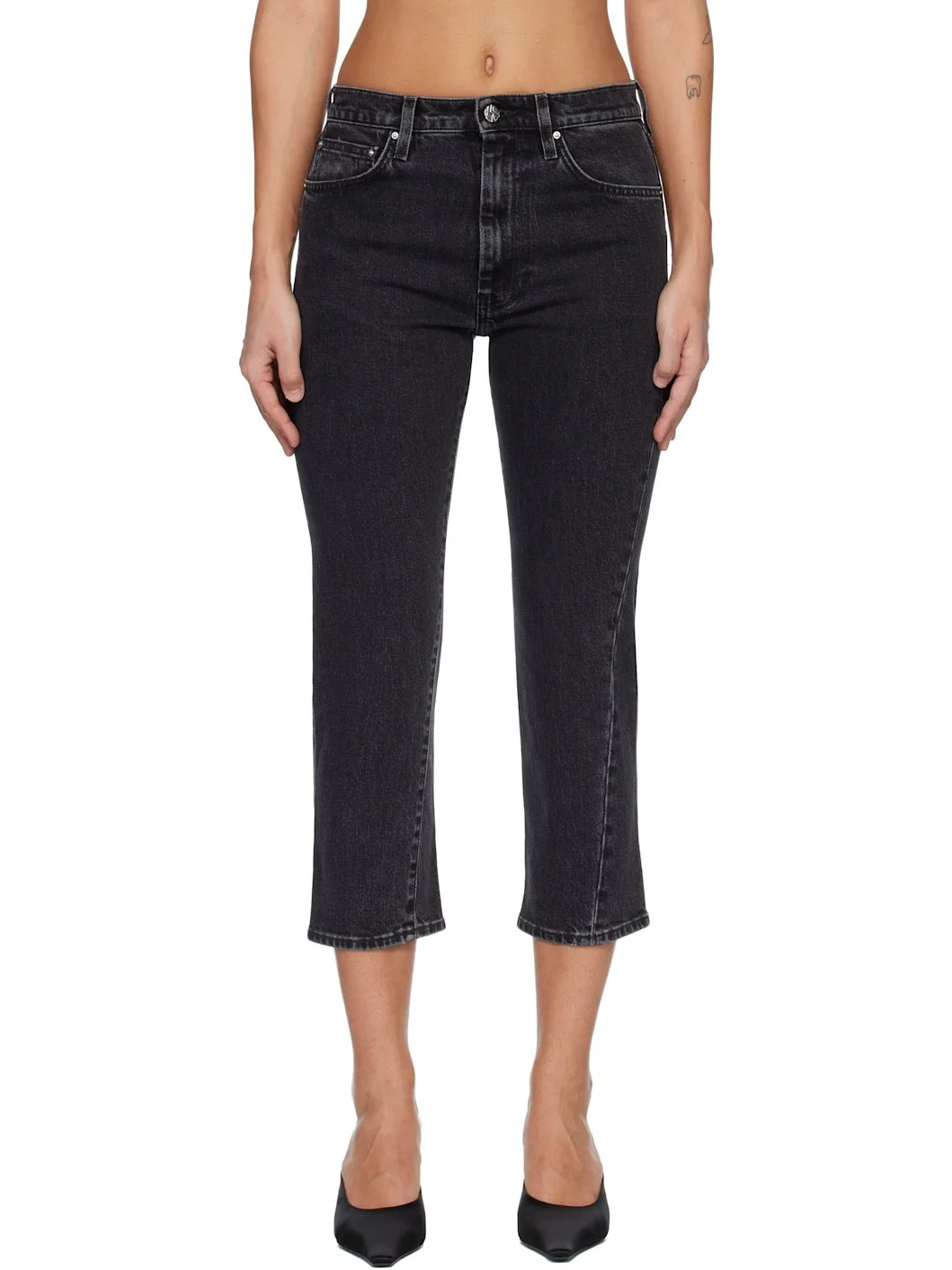 Gray Twisted Seam Denim Jeans - 1