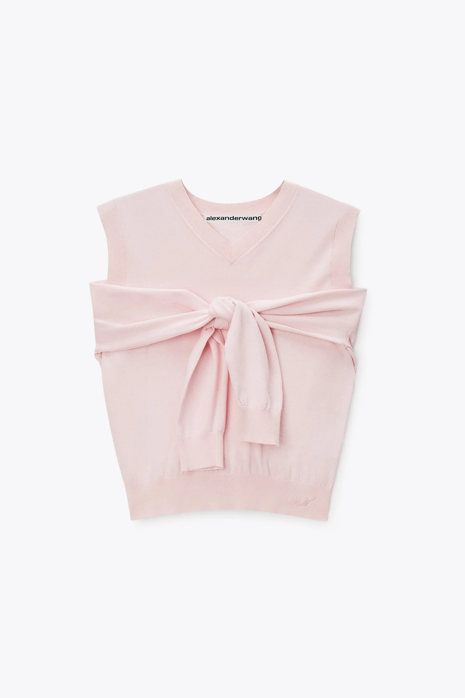 layered v-neck vest with tie-front cardigan detail - 1