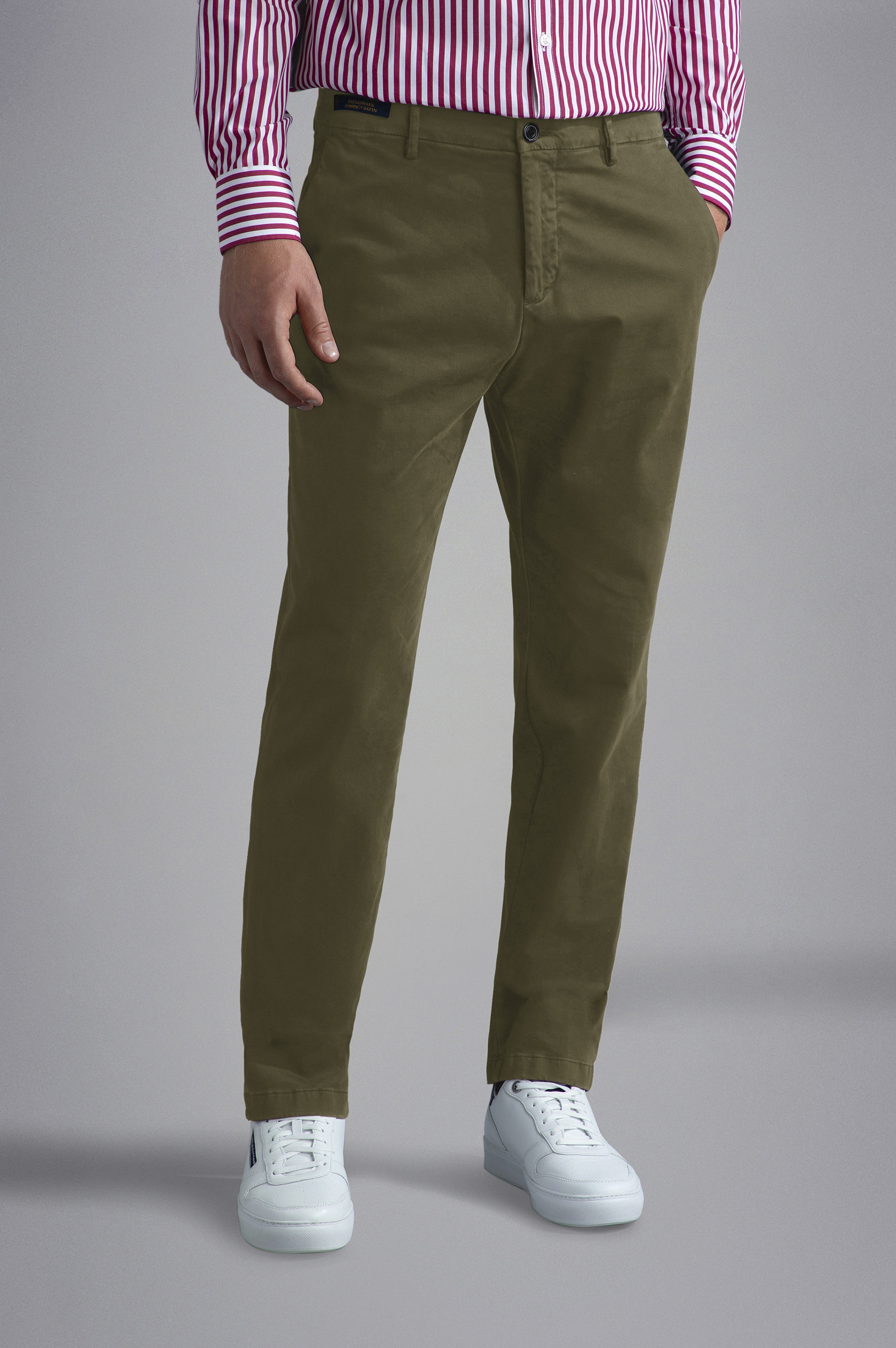 STRETCH COTTON REGULAR CHINO TROUSERS - 6