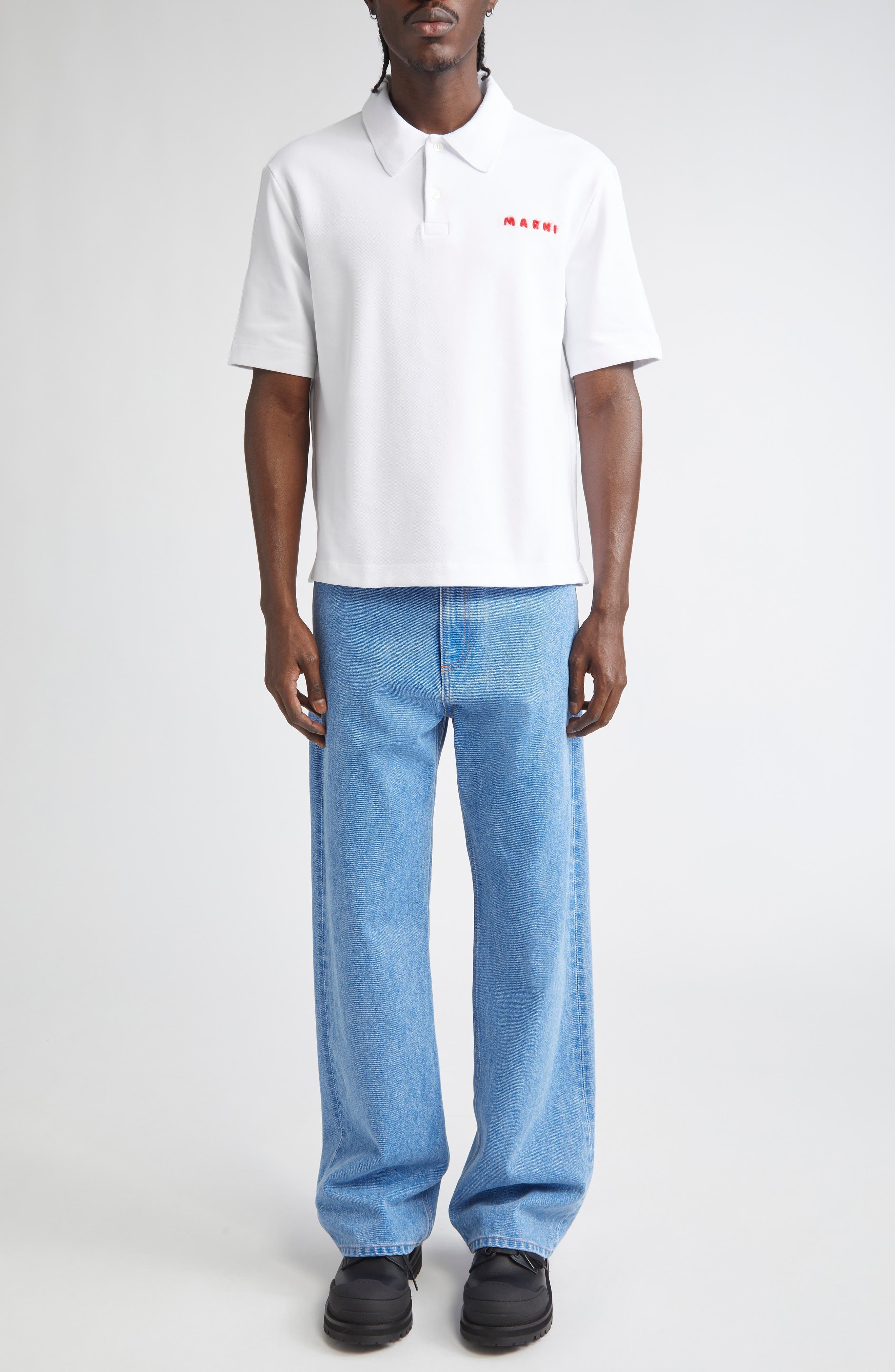 Marni Stonewashed Oragnic Cotton Wide Leg Jeans in Cobalt at Nordstrom - 2