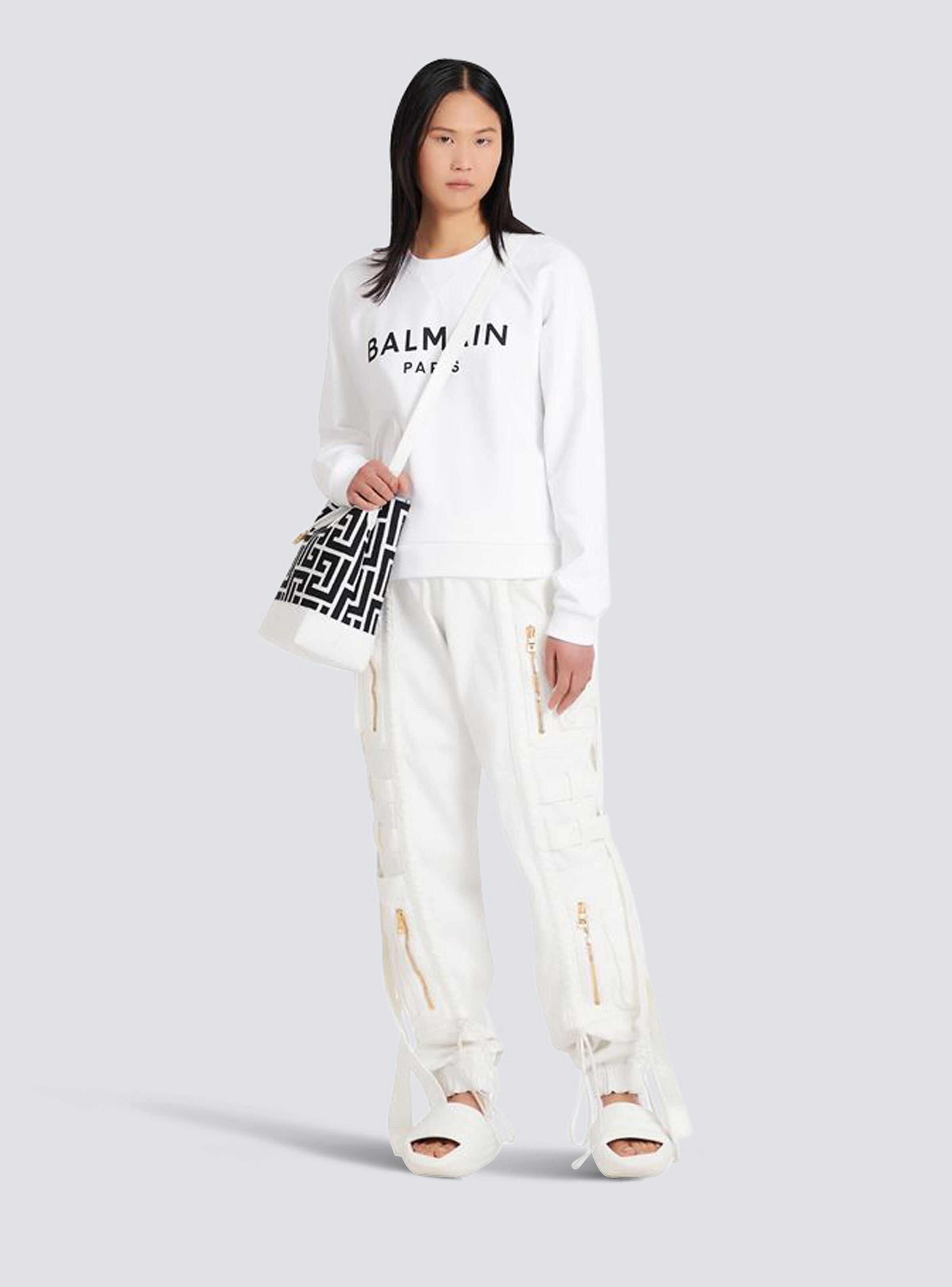 Eco-designed cotton sweatshirt with Balmain logo print - 2