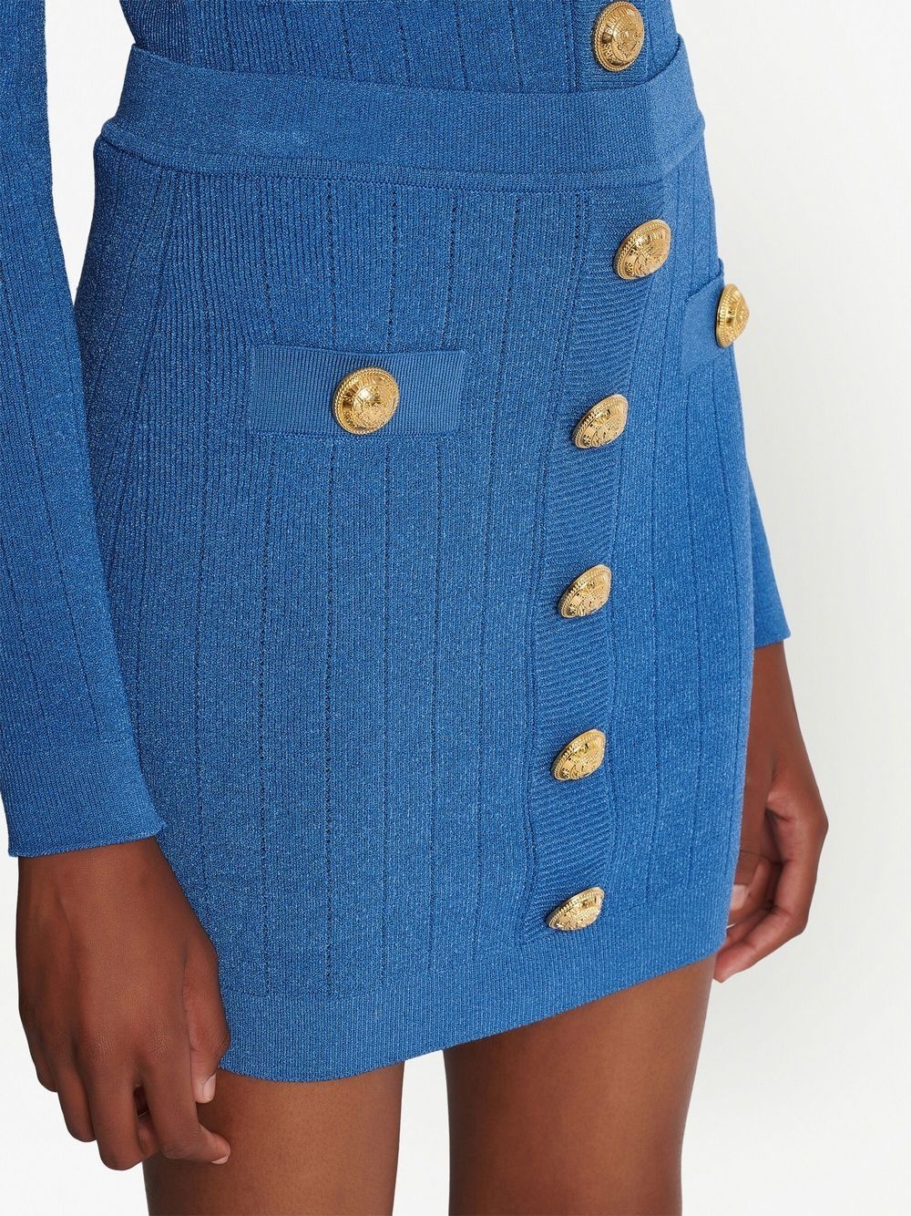 Balmain Embossed Buttons Knit Mini Skirt - 6