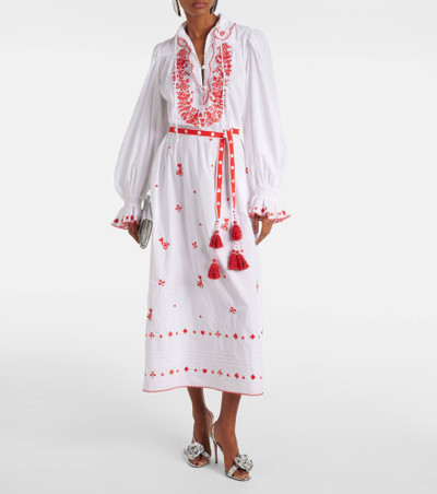 ALÉMAIS Hearts embroidered cotton midi dress outlook