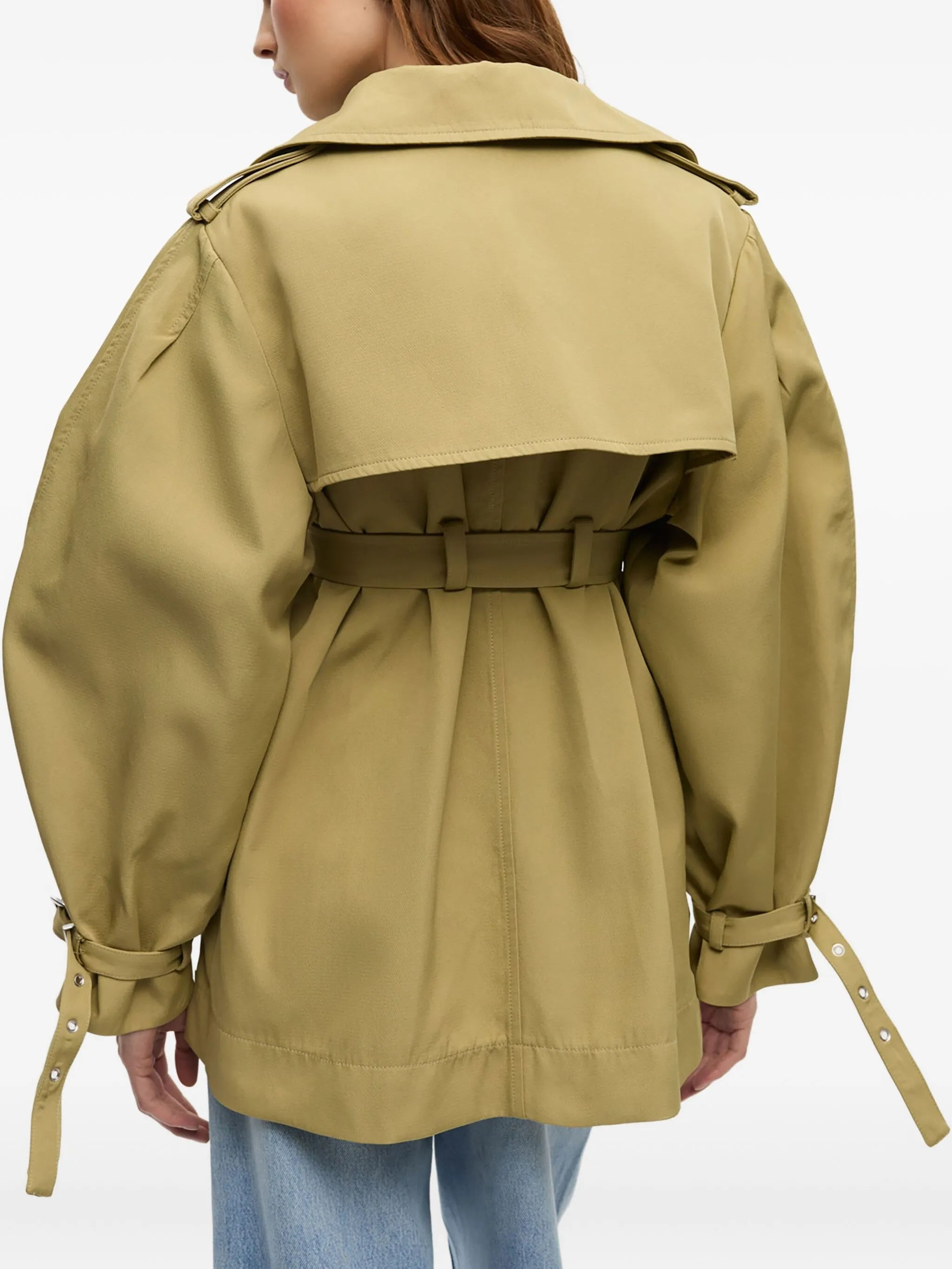 balloon-sleeve trench coat - 4