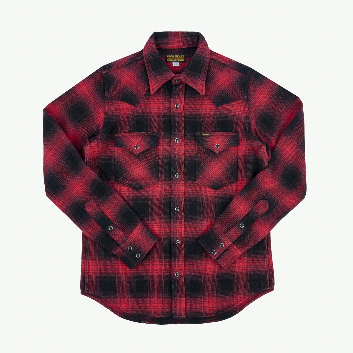 IRON HEART UltraHeavyFlannel Ombré Shirt iron-heart-ihsh-265-nav-ultra-