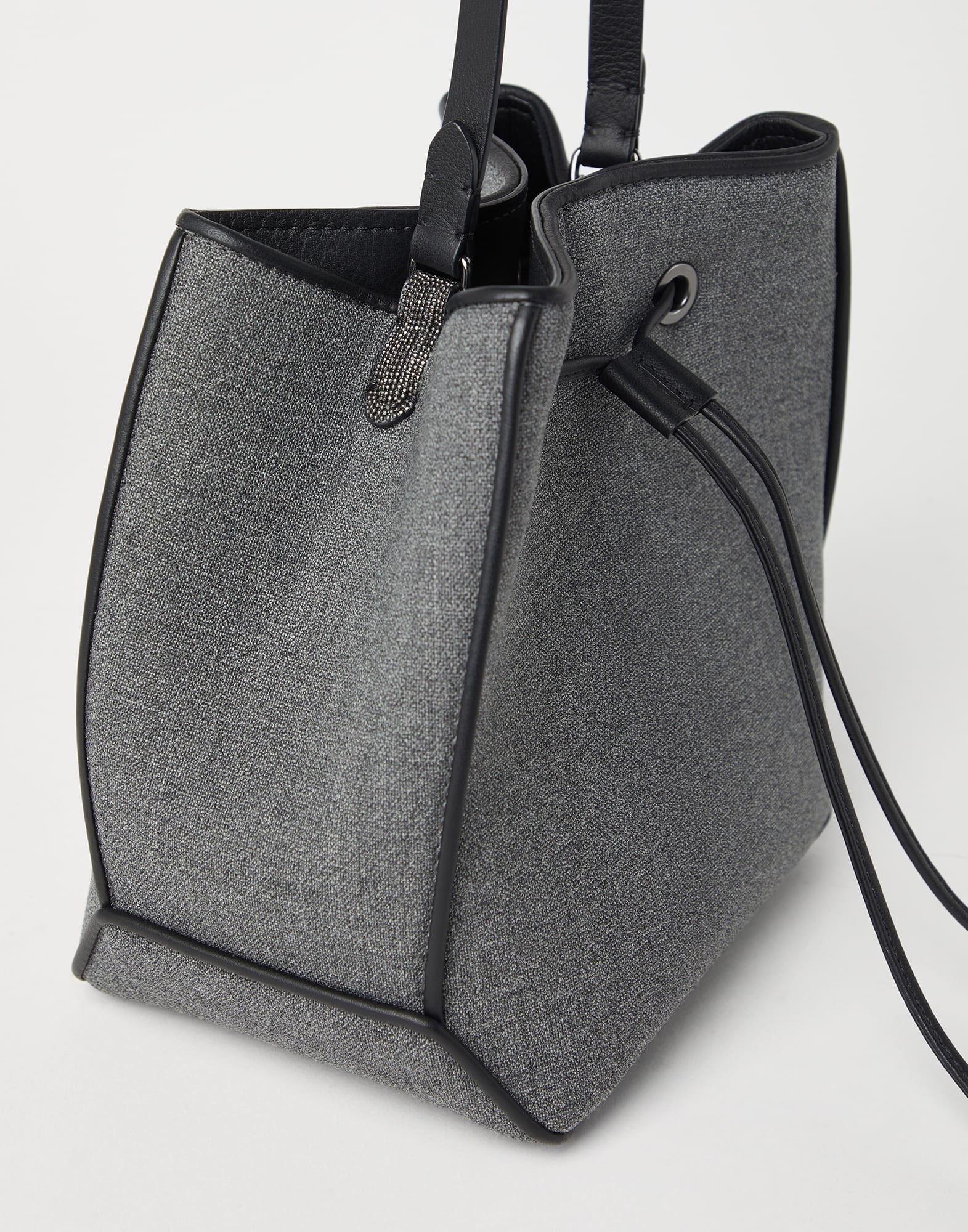 BC Duo small bucket bag in virgin wool canvas with monili - 3