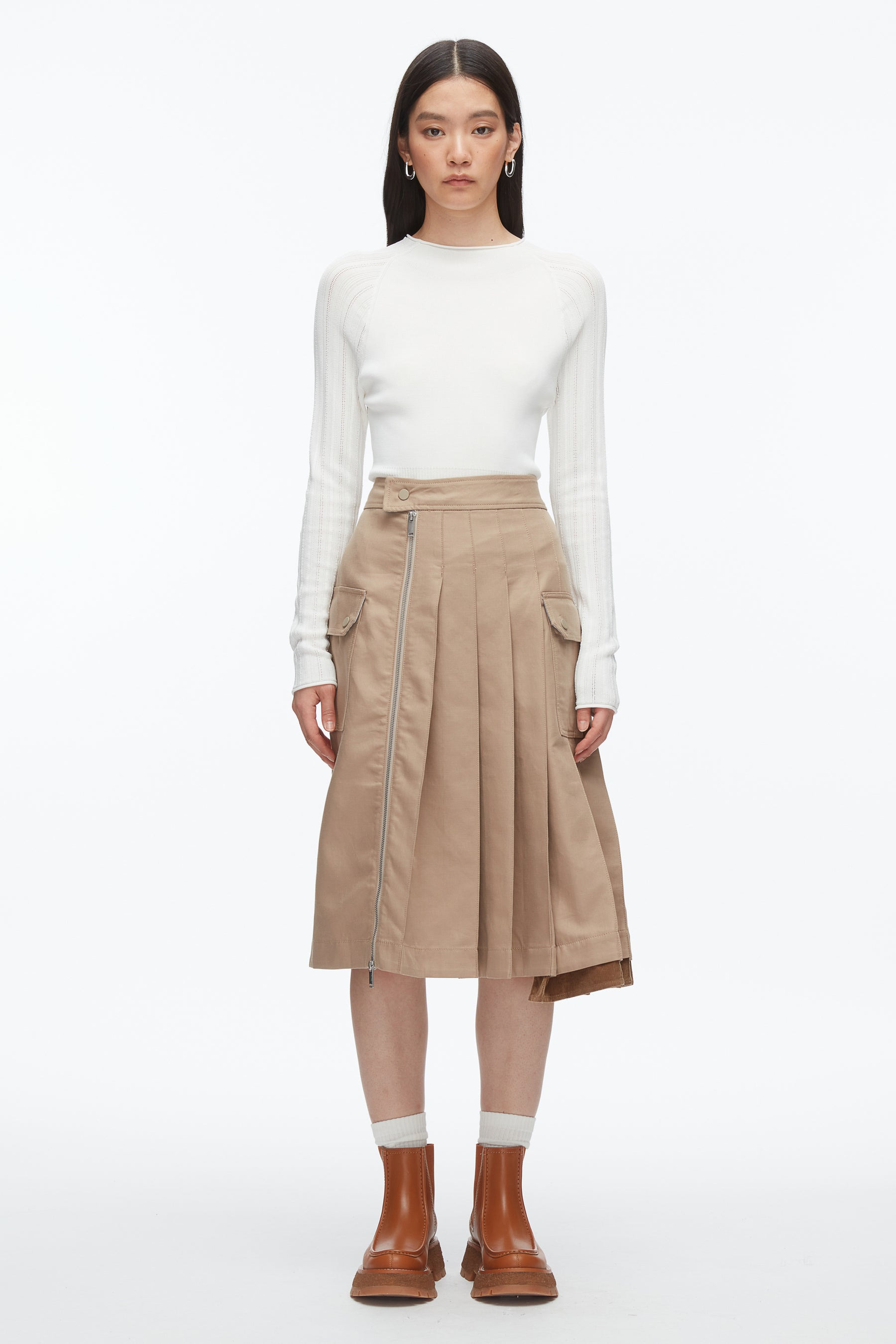 Pleated Zip Utility Skirt - 2