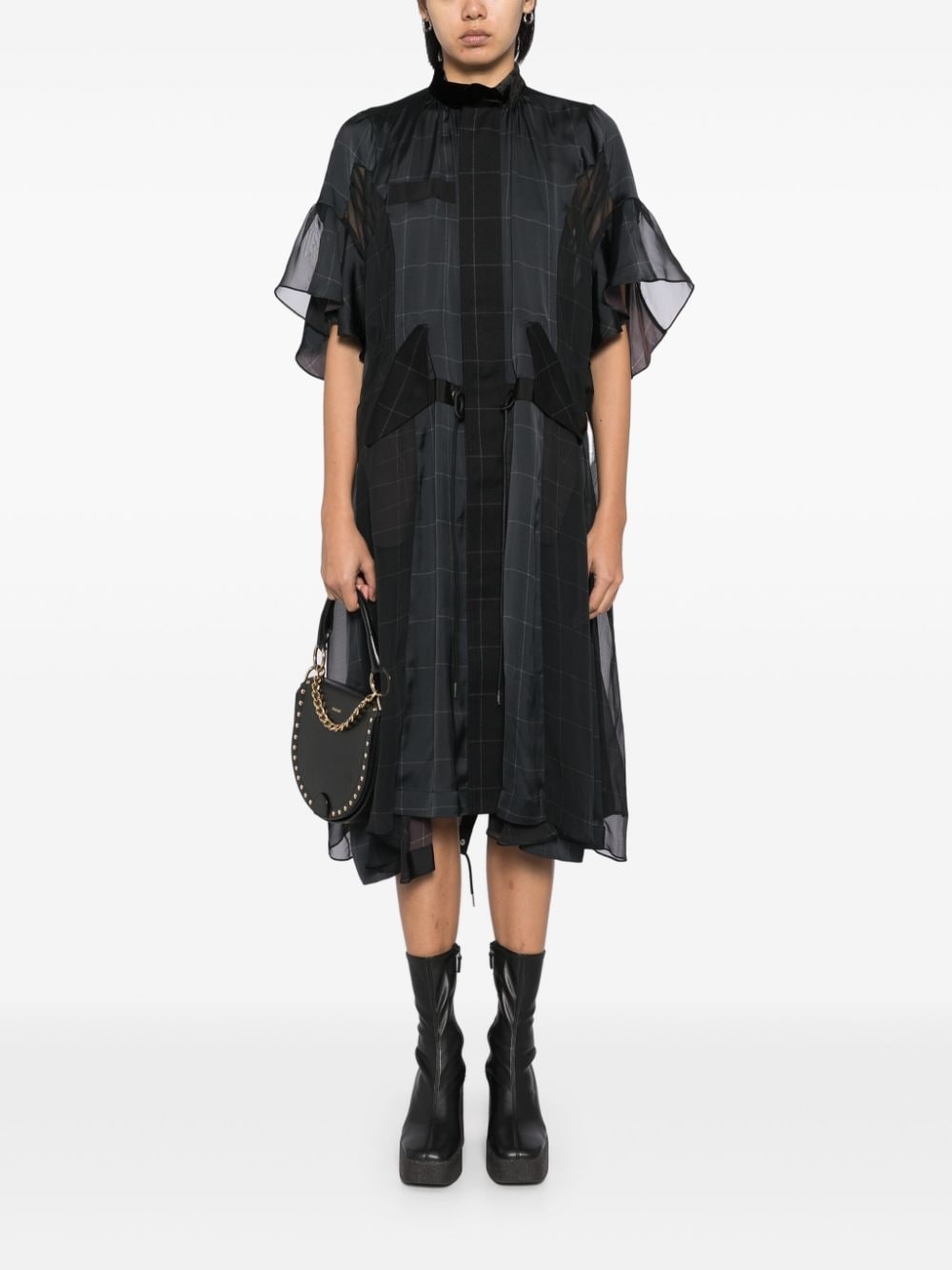 windowpane print dress - 2