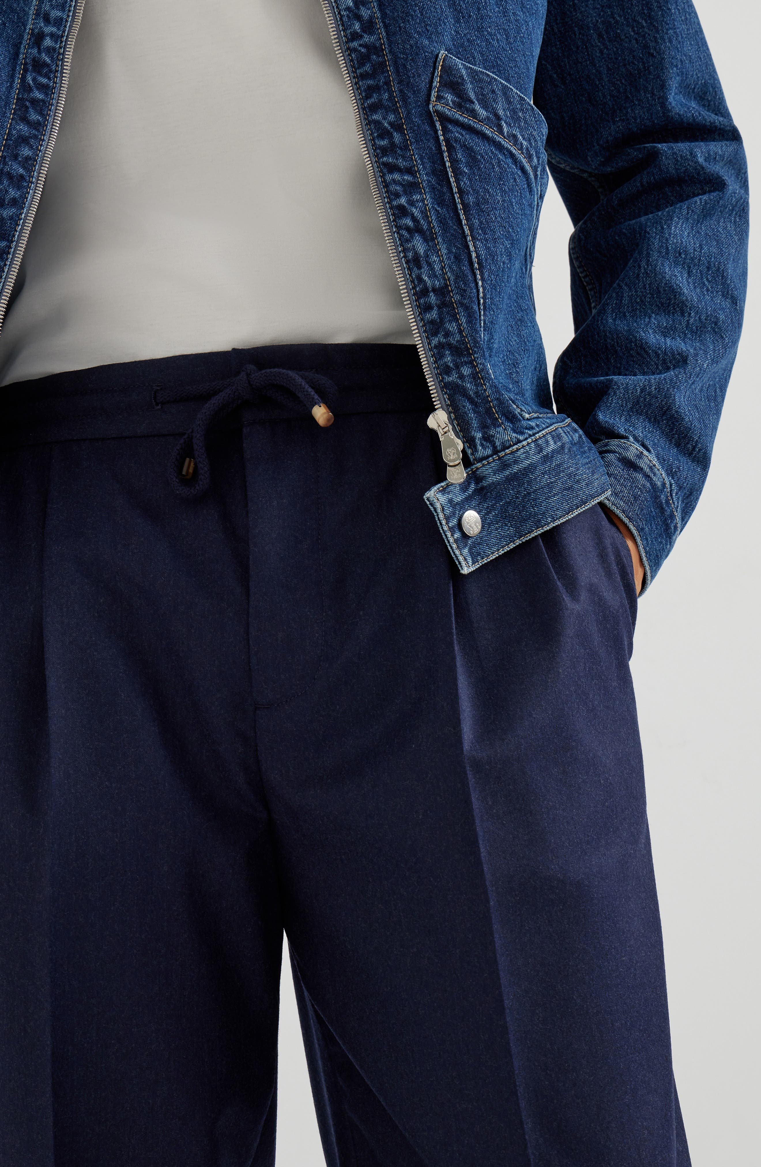 Brunello Cucinelli Virgin wool flannel trousers in Marine Blue at Nordstrom - 4