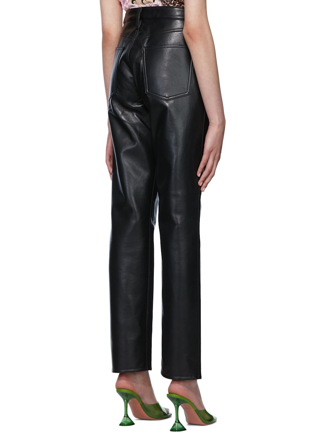 Black Lyle Recycled Leather Trousers - 3