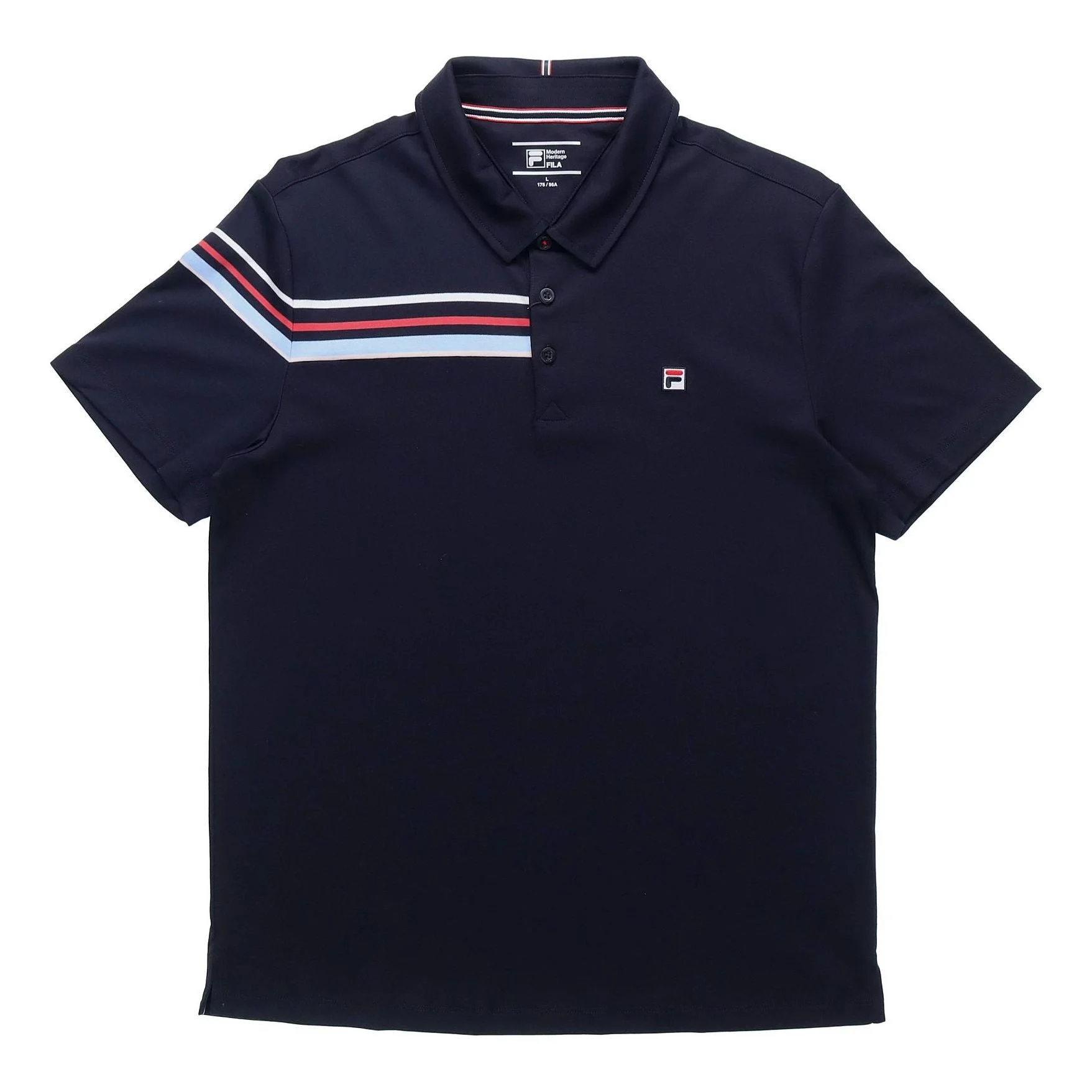 FILA Contrast Colors StripesSport Casual Short Sleeve poloShirt Men s Blue F11M121114F-NV - 1