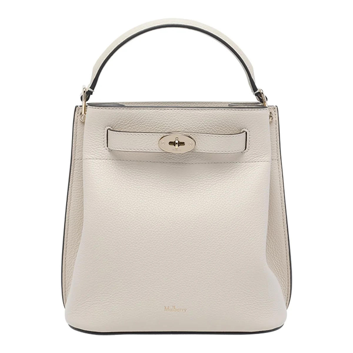 MULBERRY 'SMALL ISLINGTON' WHITE BUCKET BAG WITH TWIST LOCK CLOSURE IN HAMMERED LEATHER WOMAN - 1