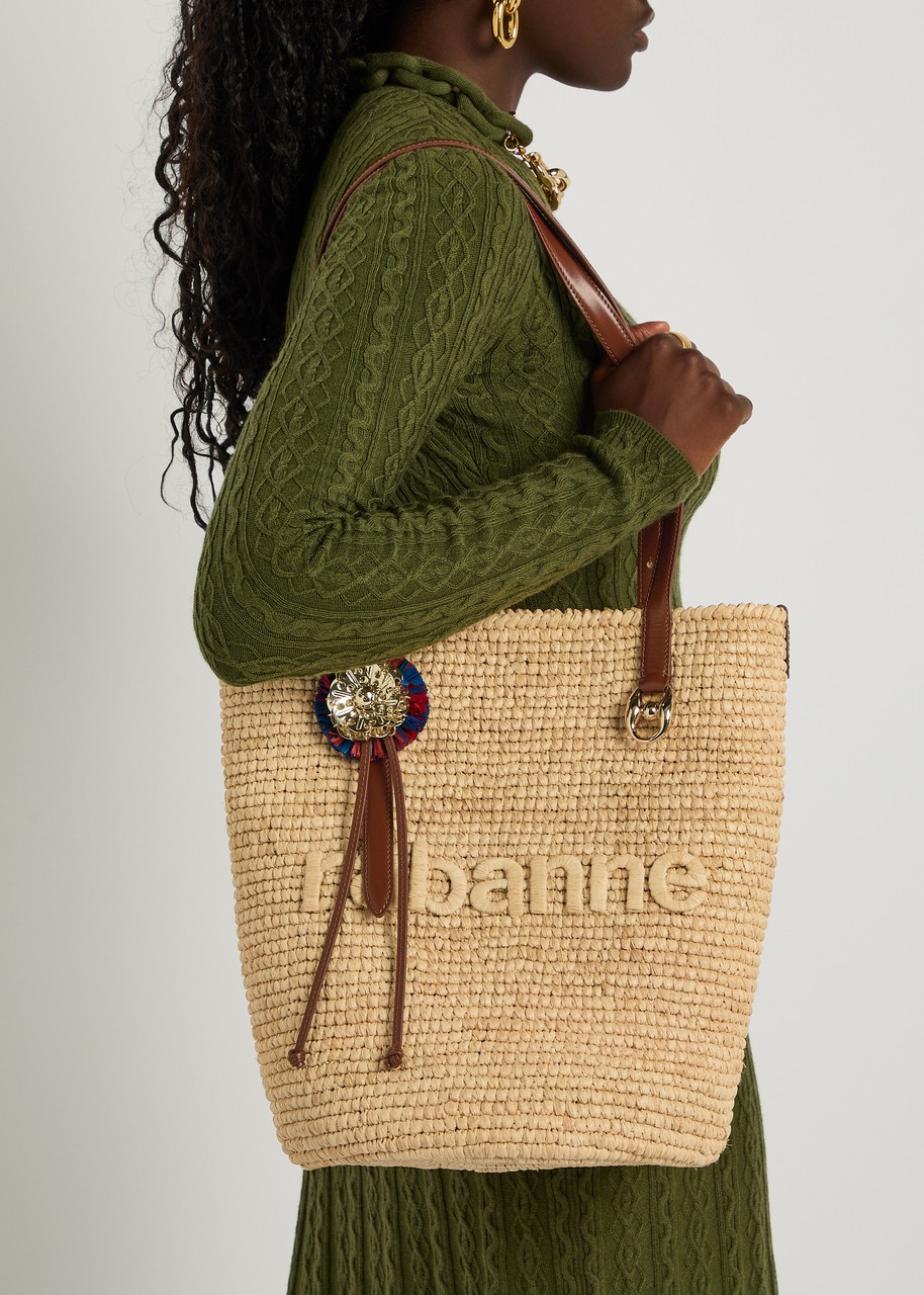 Rabanne Logo-embroidered Raffia Tote - 5