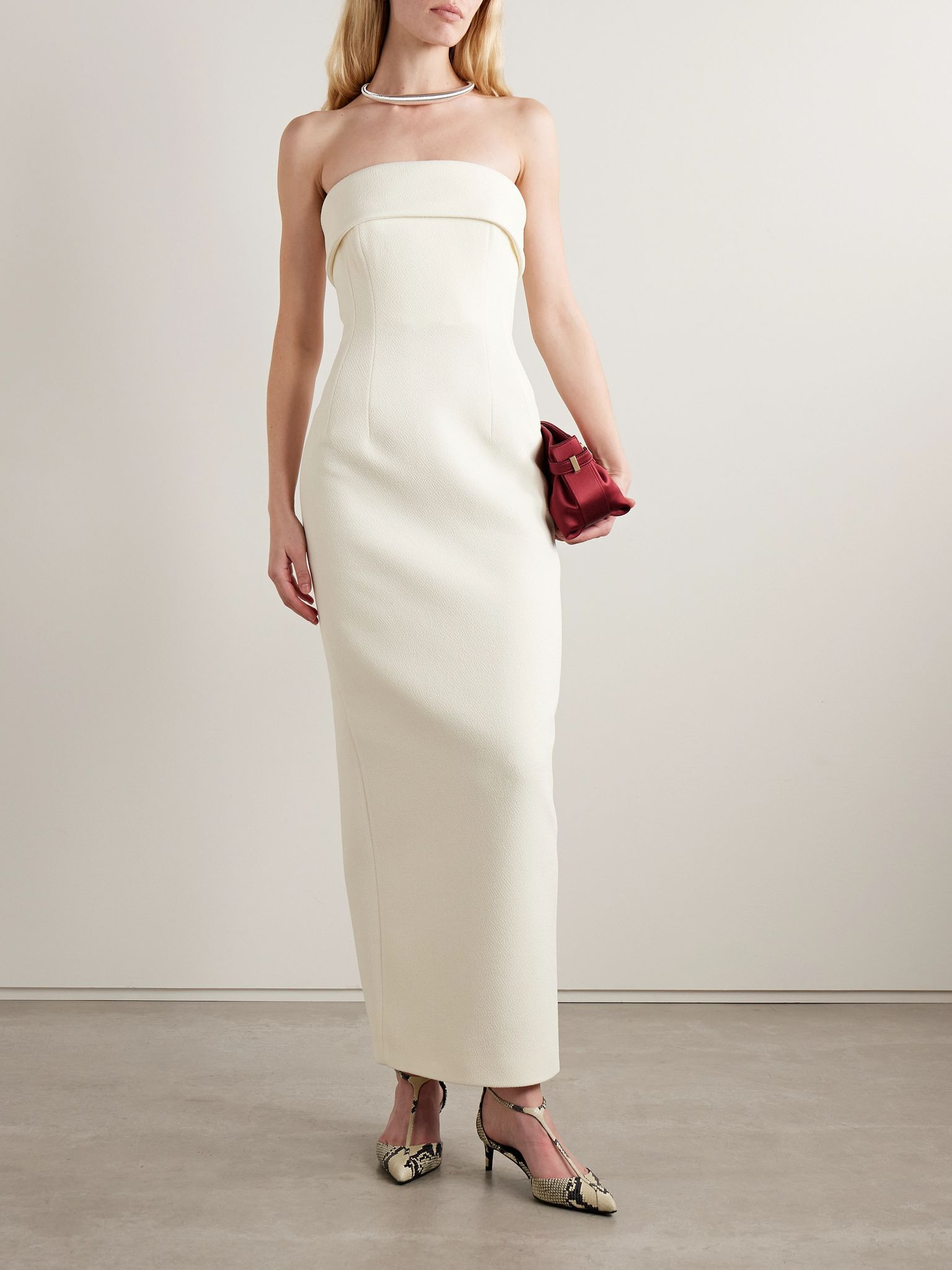 Keeley strapless cloqué maxi dress Ivory - 2