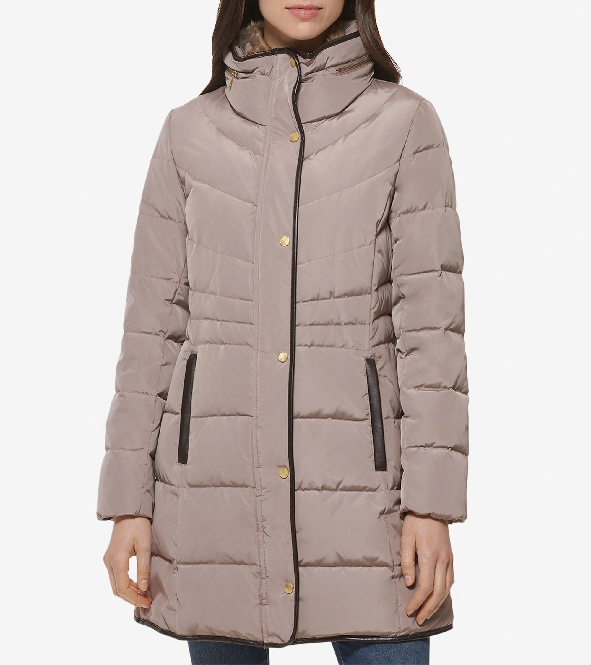 Women's Hidden-Hood Puffer Coat - 1