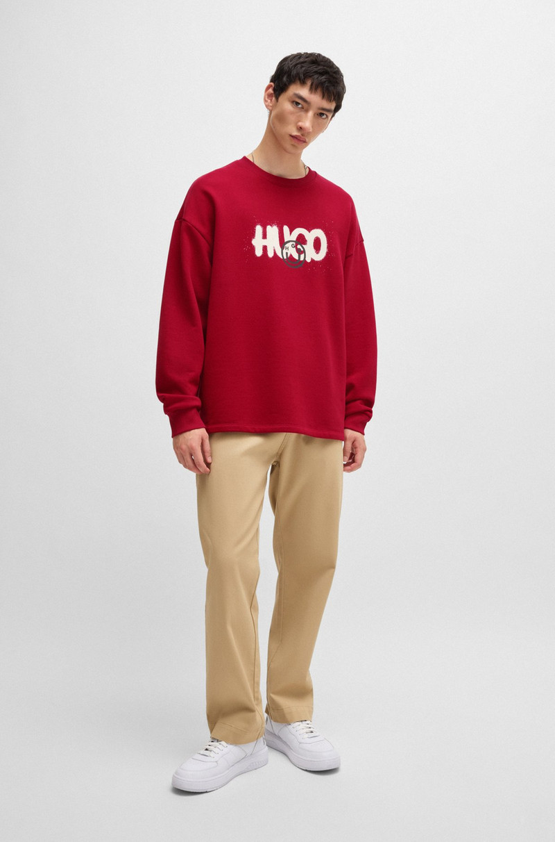 HUGO COTTON-TERRY SWEATSHIRT WITH HAPPY HUGO LOGO outlook