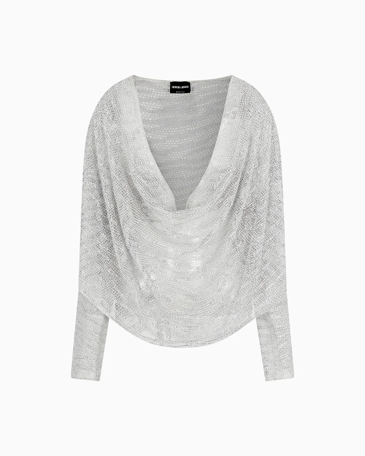 DRAPED BLOUSE WITH LUREX AND CRYSTAL EMBROIDERY - 1