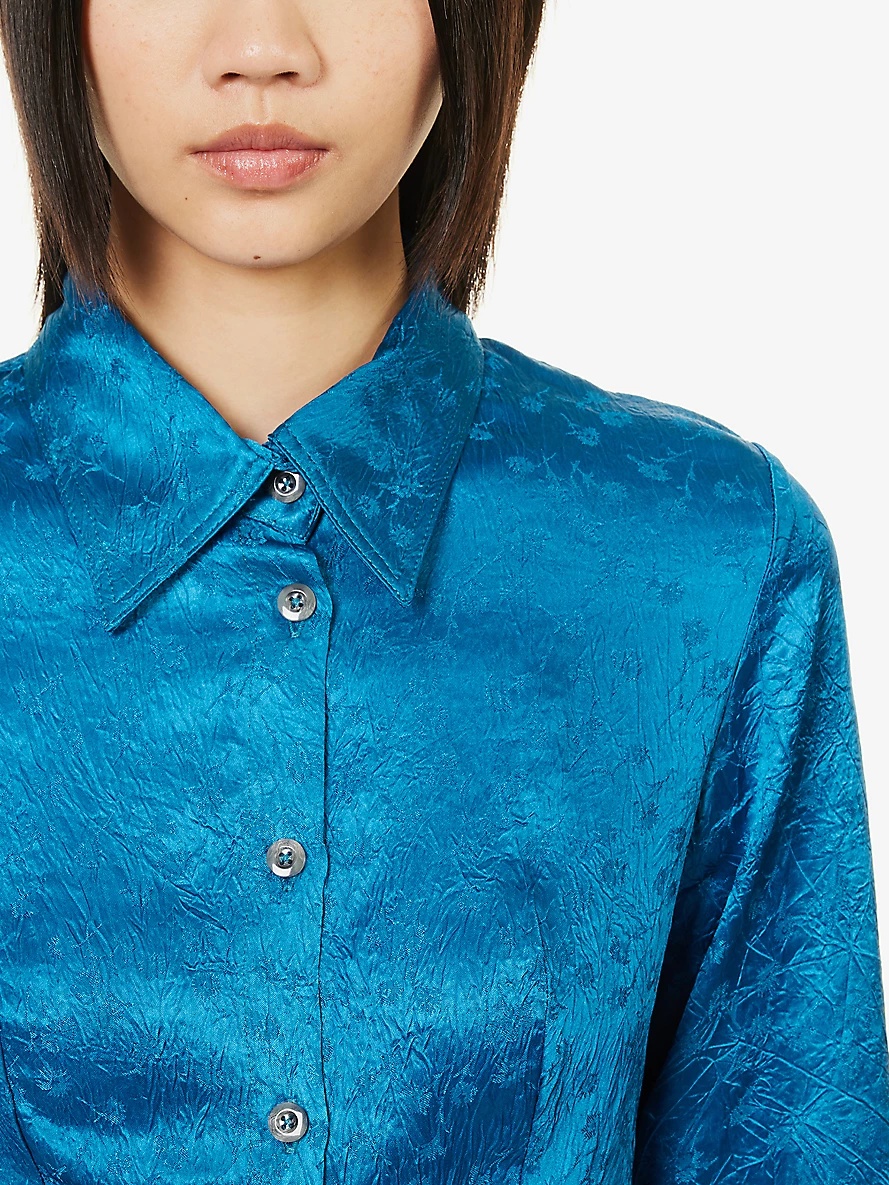 Floral-jacquard slim-fit woven shirt - 5