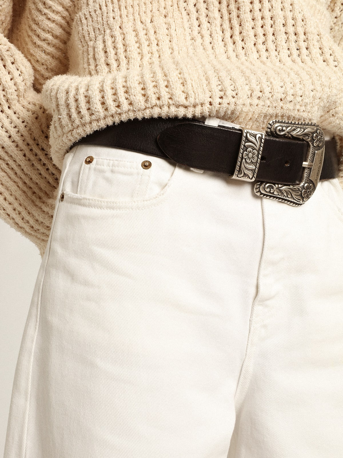 Wide-leg jeans in white bull denim - 5