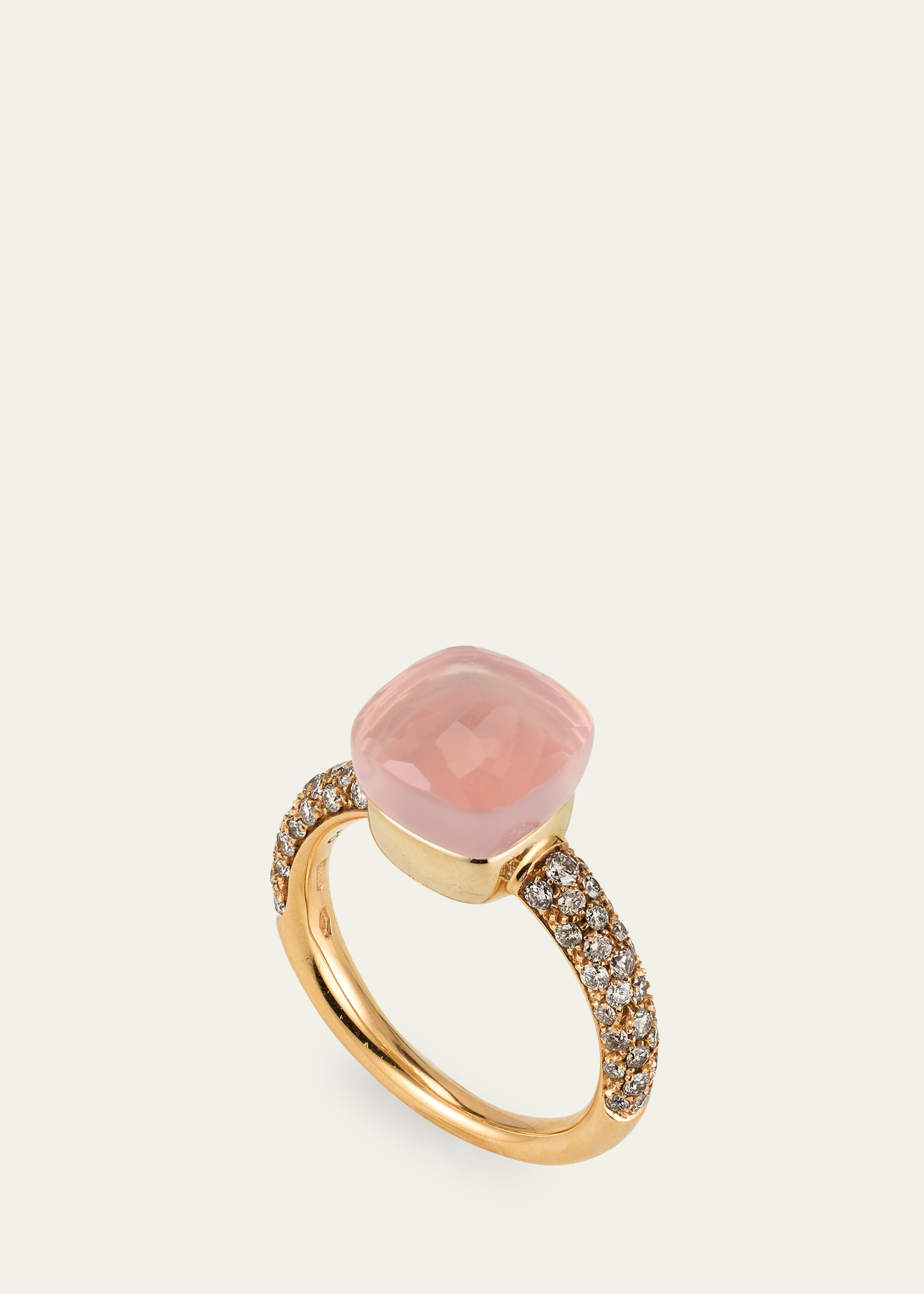 18K Gold Nudo Classic Rose Quartz Diamond Ring - 3