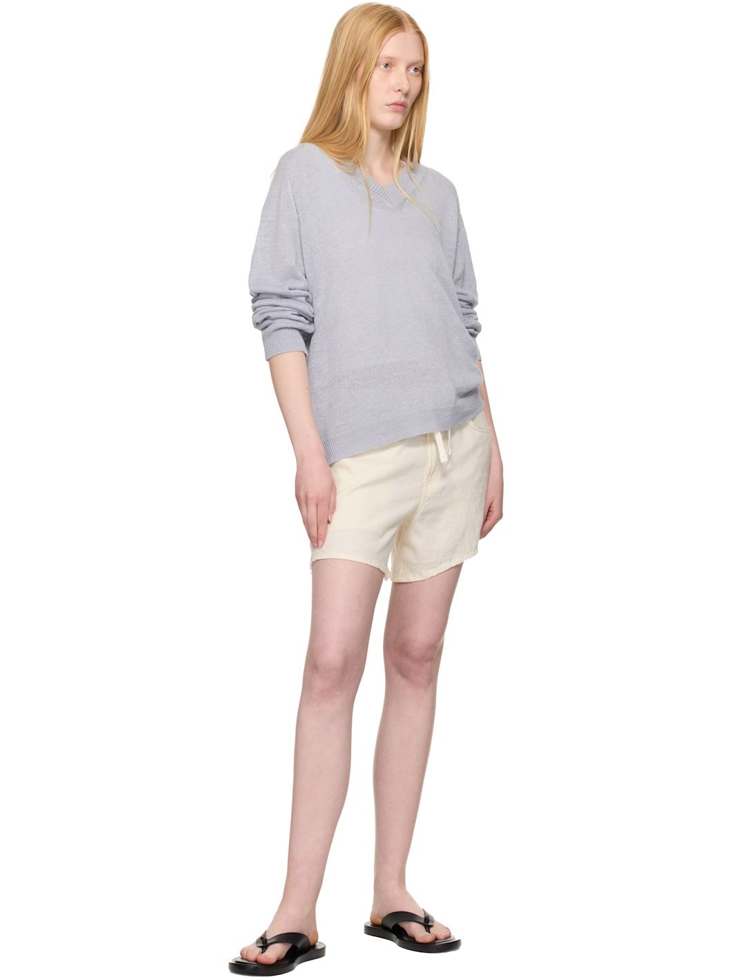 Beige Brynn Linen Shorts - 4