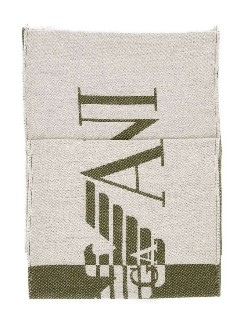 two-tone logo fringed scarf 1