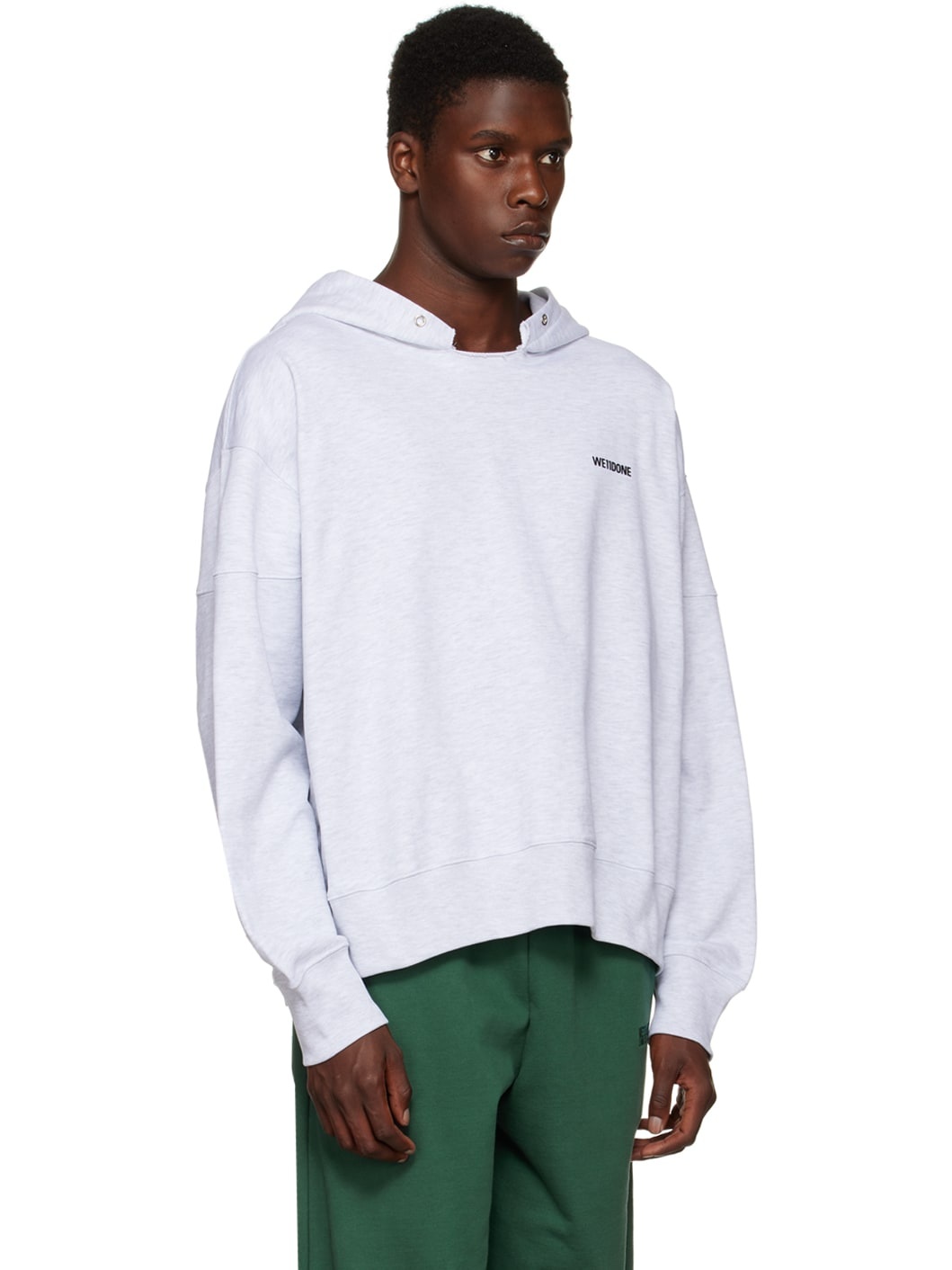 Gray Raw Edge Hoodie - 2