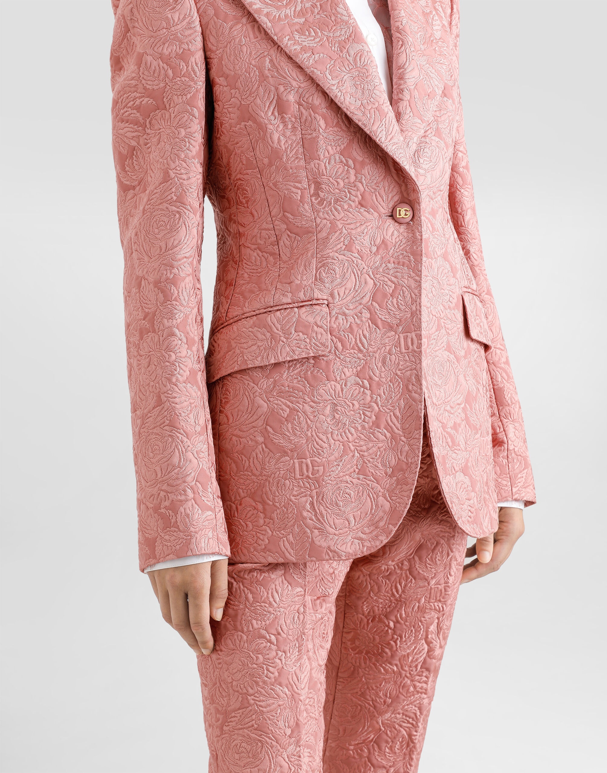 Single-breasted floral quilted jacquard Turlington jacket - 5