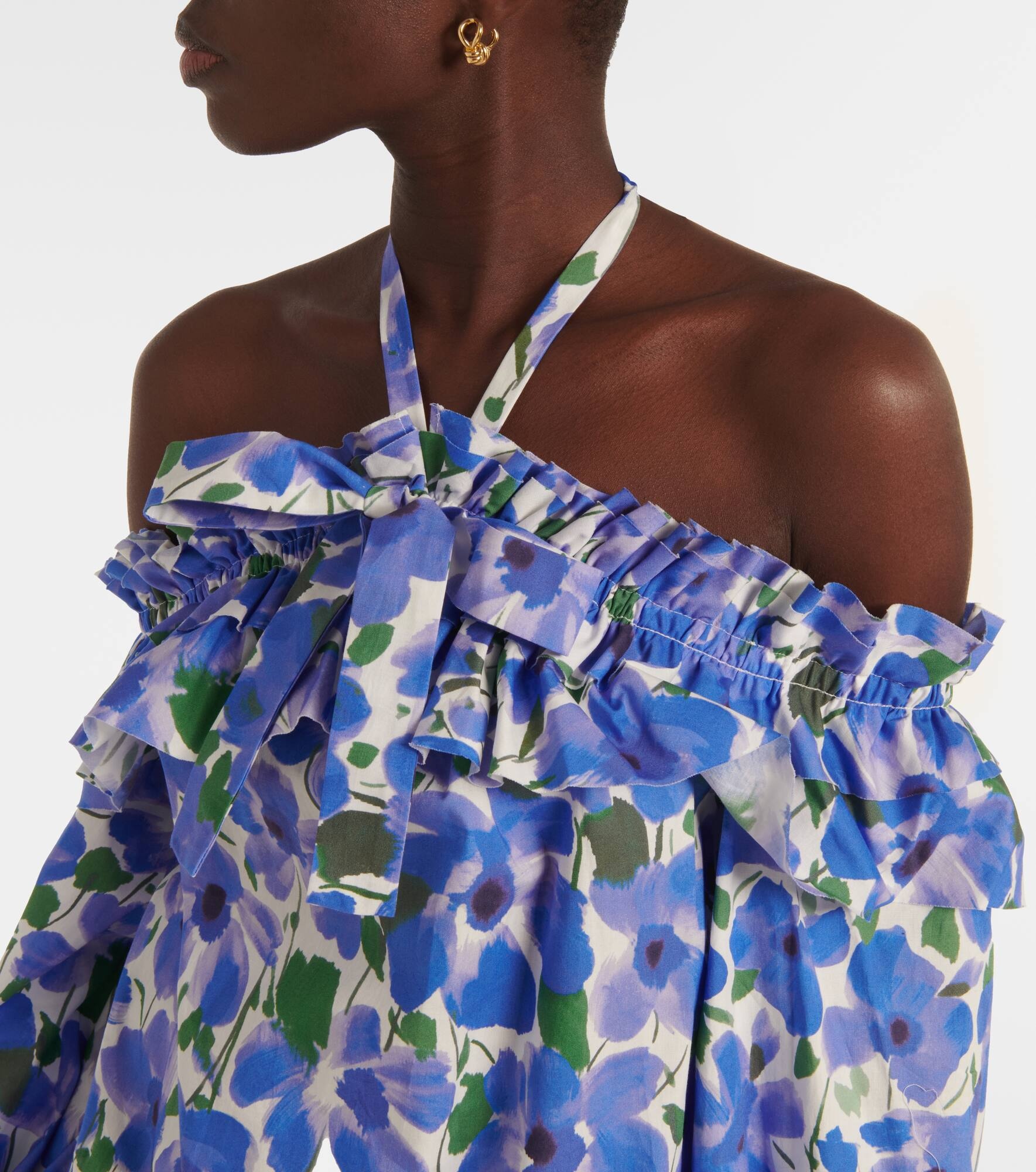 Floral off-shoulder cotton-blend top - 5