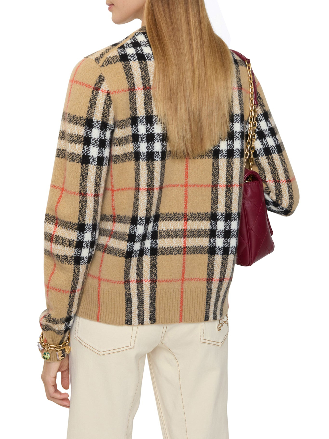 WOOL AND CASHMERE CHECK CARDIGAN - 3