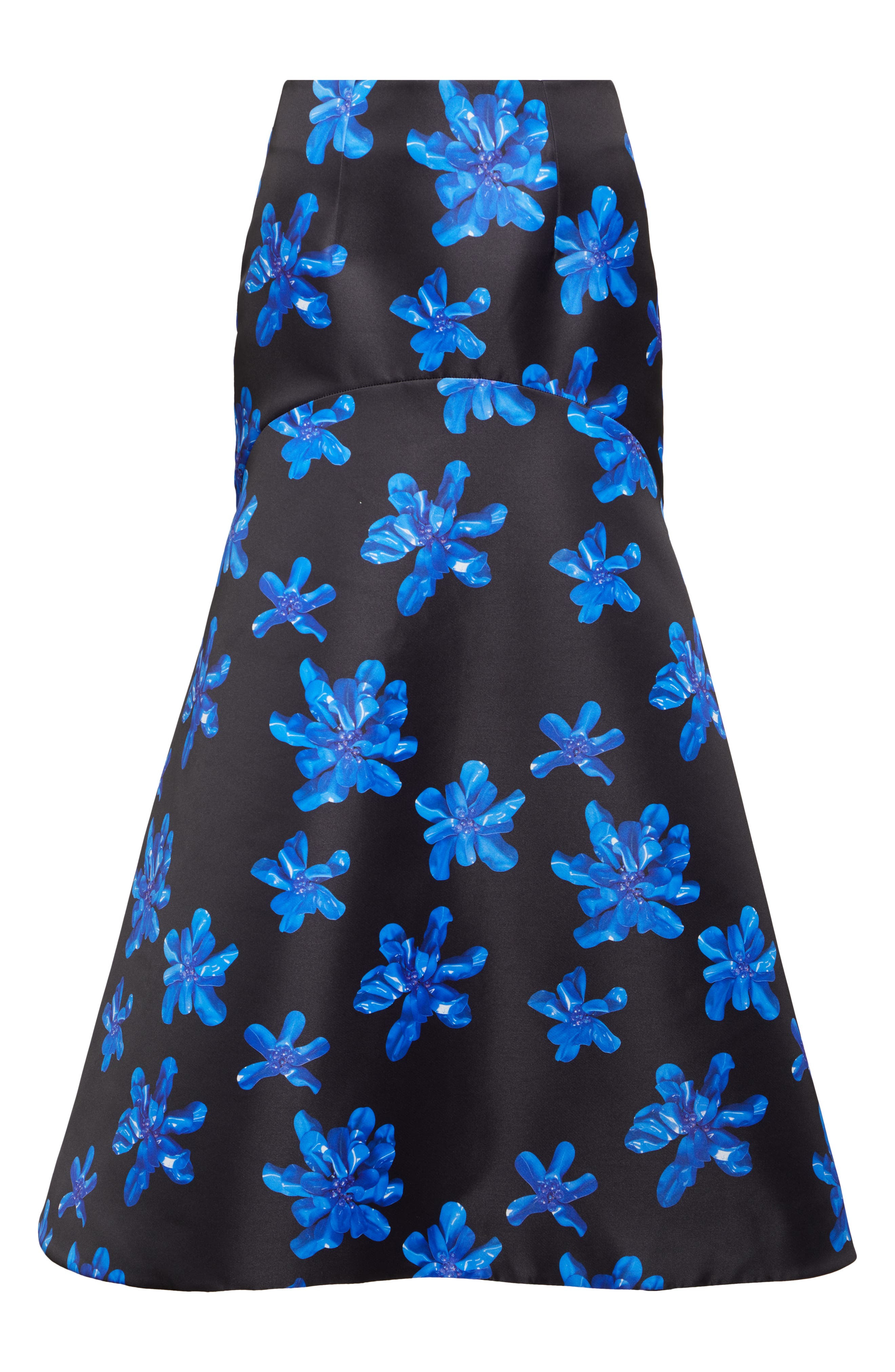 Emilia Wickstead Tamilla Floral Genzianella Mermaid Skirt in Electric Blue Floral On Black at Nordst - 6